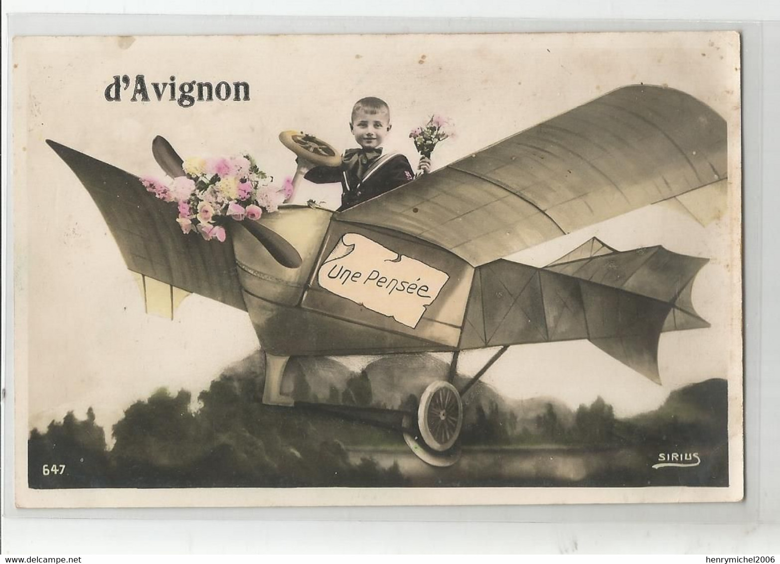 84 Vaucluse Une Pensée D'avignon Montage Enfant Avion 1911 - Avignon