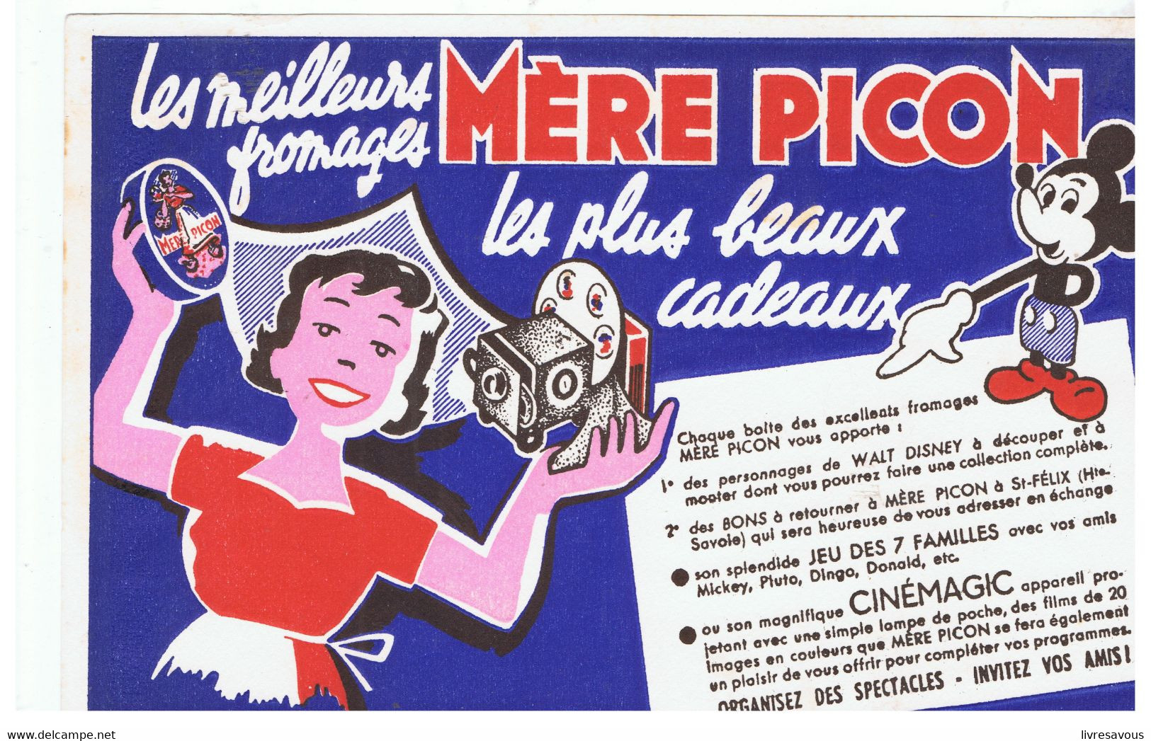 Buvard Les Meilleurs Fromages Mère Picon Les Plus Beaux Cadeaux Cinémagic Avec Mickey - Produits Laitiers