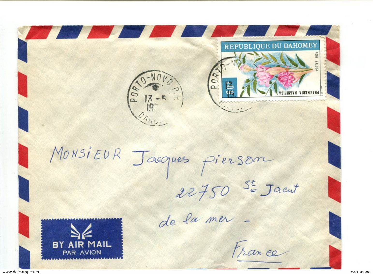 DAHOMEY  - Affr. Sur Lettre Par Avion - Fleurs - Benin - Dahomey (1960-...)