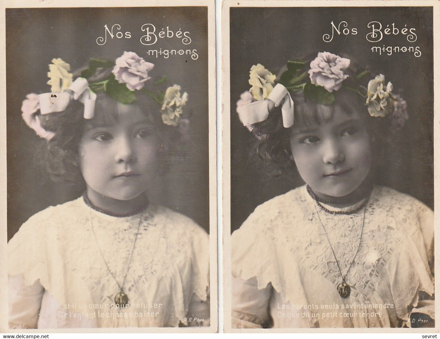 Nos Bébés Mignons. - Série De 2 Cartes  N.D. Paris Représentant Le Portrait D'une Jolie Fillette - Verzamelingen & Reeksen