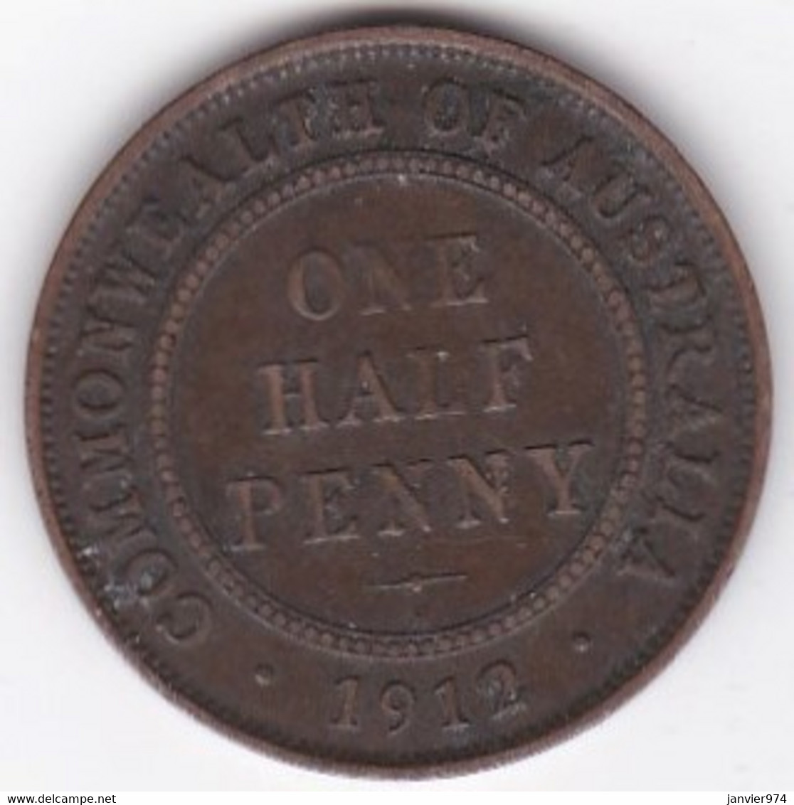 Australie Half Penny 1912 H Heaton , George V, KM# 22 - ½ Penny