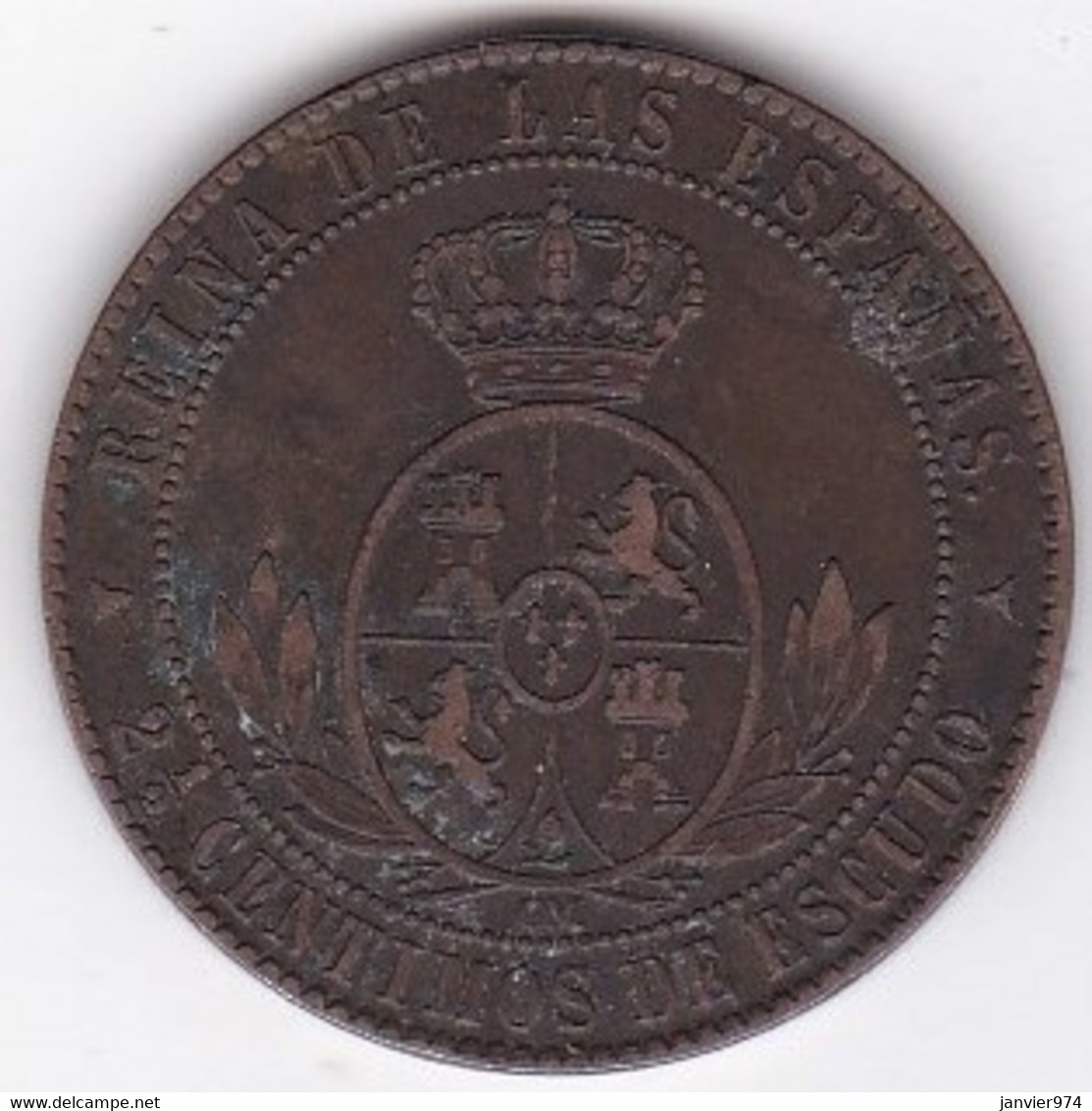 Espagne 2½ Centimos De Escudo 1867, 3 Pointes Sur étoile, Isabelle II KM# 634.4 - Premières Frappes