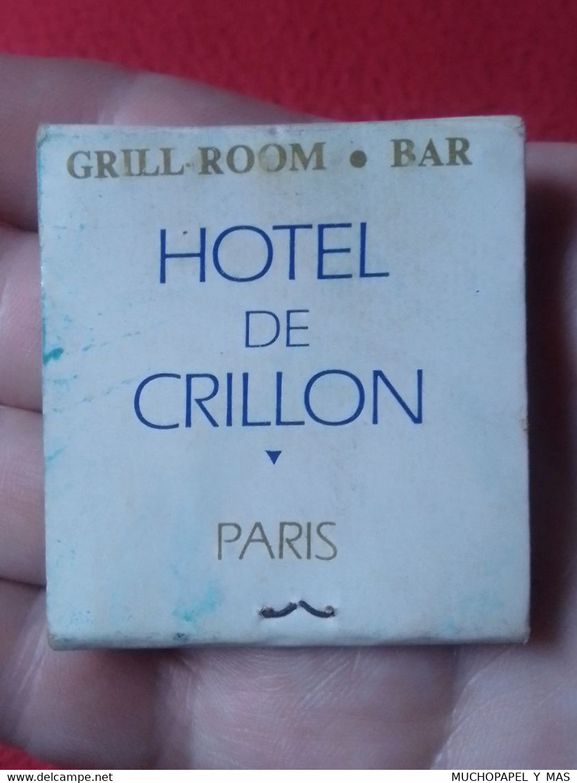 CAJA DE CERILLAS BOÎTE D'ALLUMETTES MATCHBOX GRILL-ROOM BAR HOTEL DE CRILLON PARIS FRANCIA FRANCE ESCUDO VER FOTOS...... - Boites D'allumettes