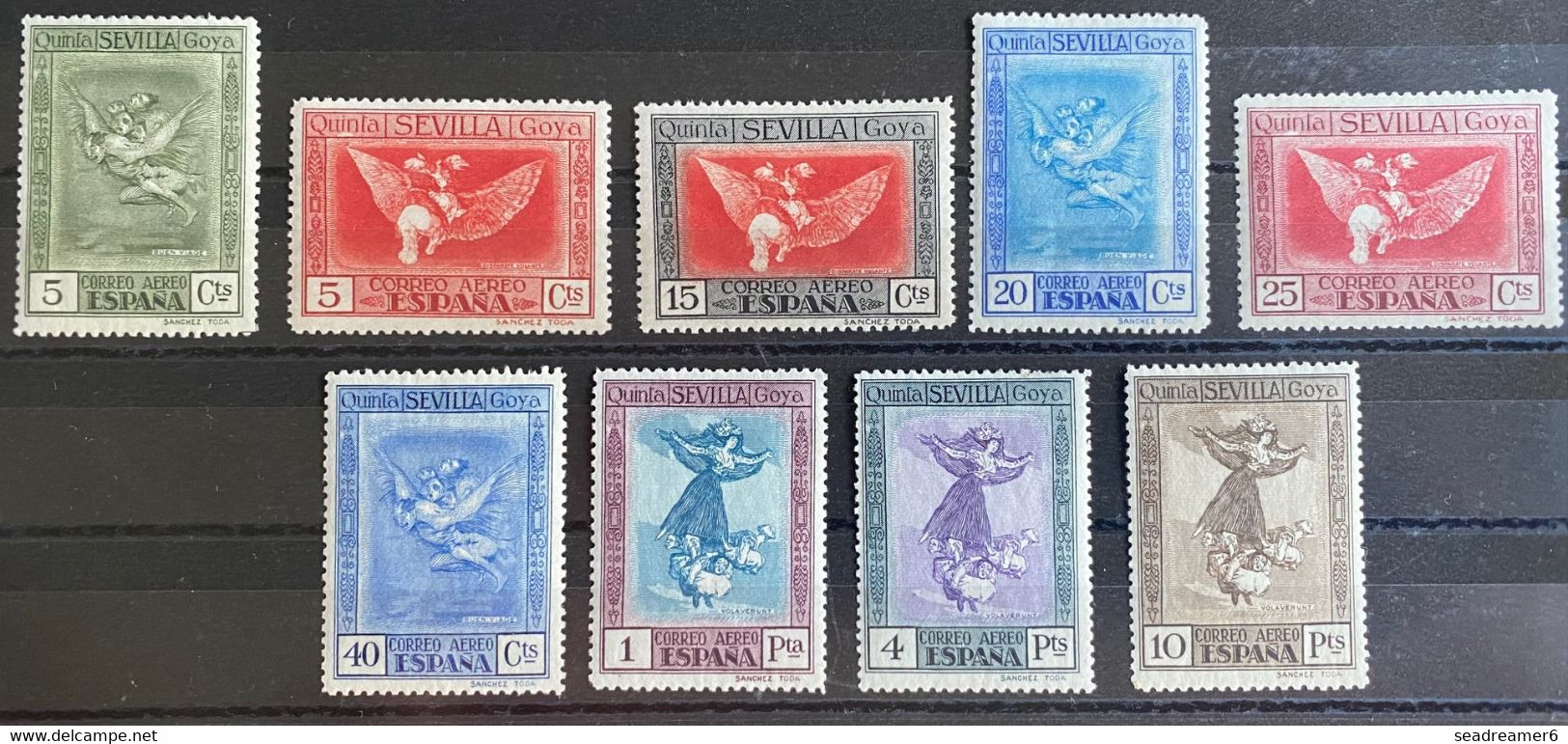 Espagne Série Complète Des Erreurs De Couleurs Poste Aérienne N°37a à 49a* Tres Frais TTB & Rare - Unused Stamps