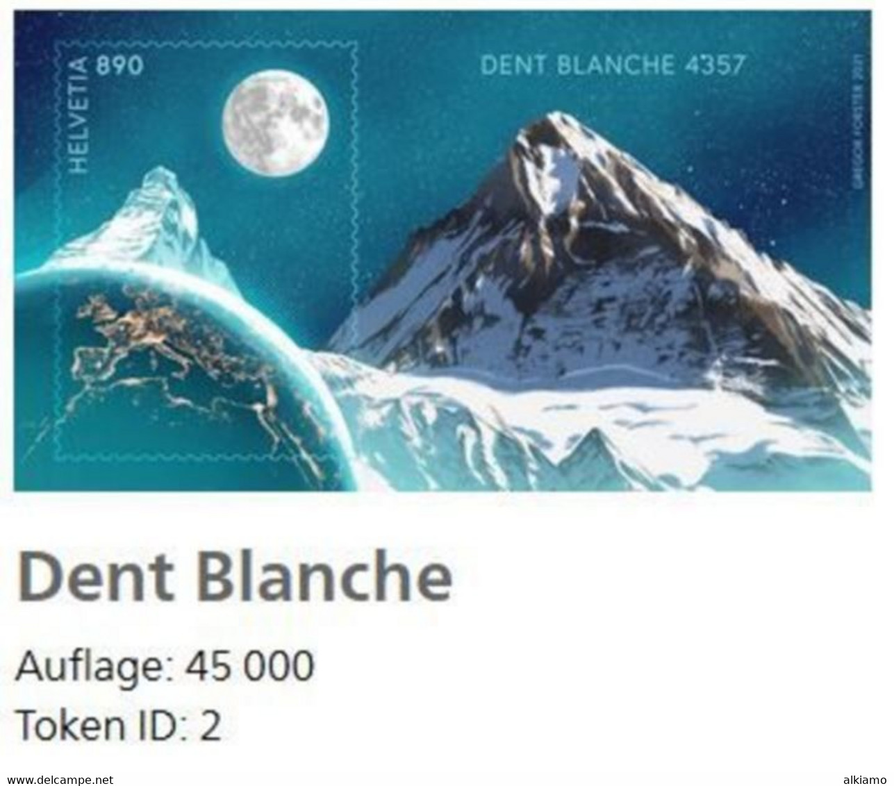 Switzerland 2021 Crypto Stamp Dent Blanche Swiss Token ID: 2 - Neufs