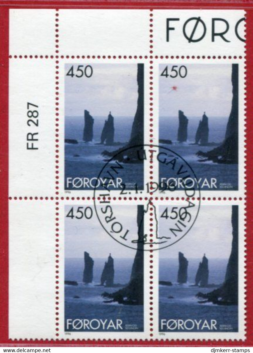 FAROE ISLANDS 1996 Landscape Definitive 450 Øre In Corner Block Of 4 Used.  Michel 291 - Féroé (Iles)