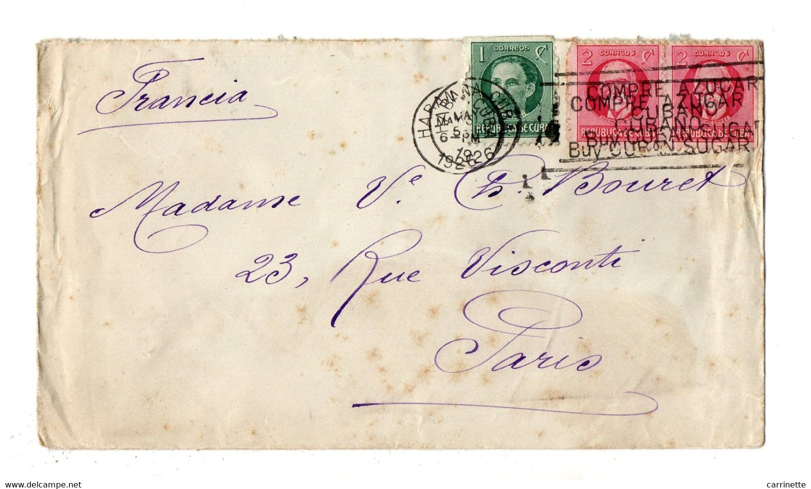 CUBA - LSC - Habana Pour Paris En 1926 - Briefe U. Dokumente