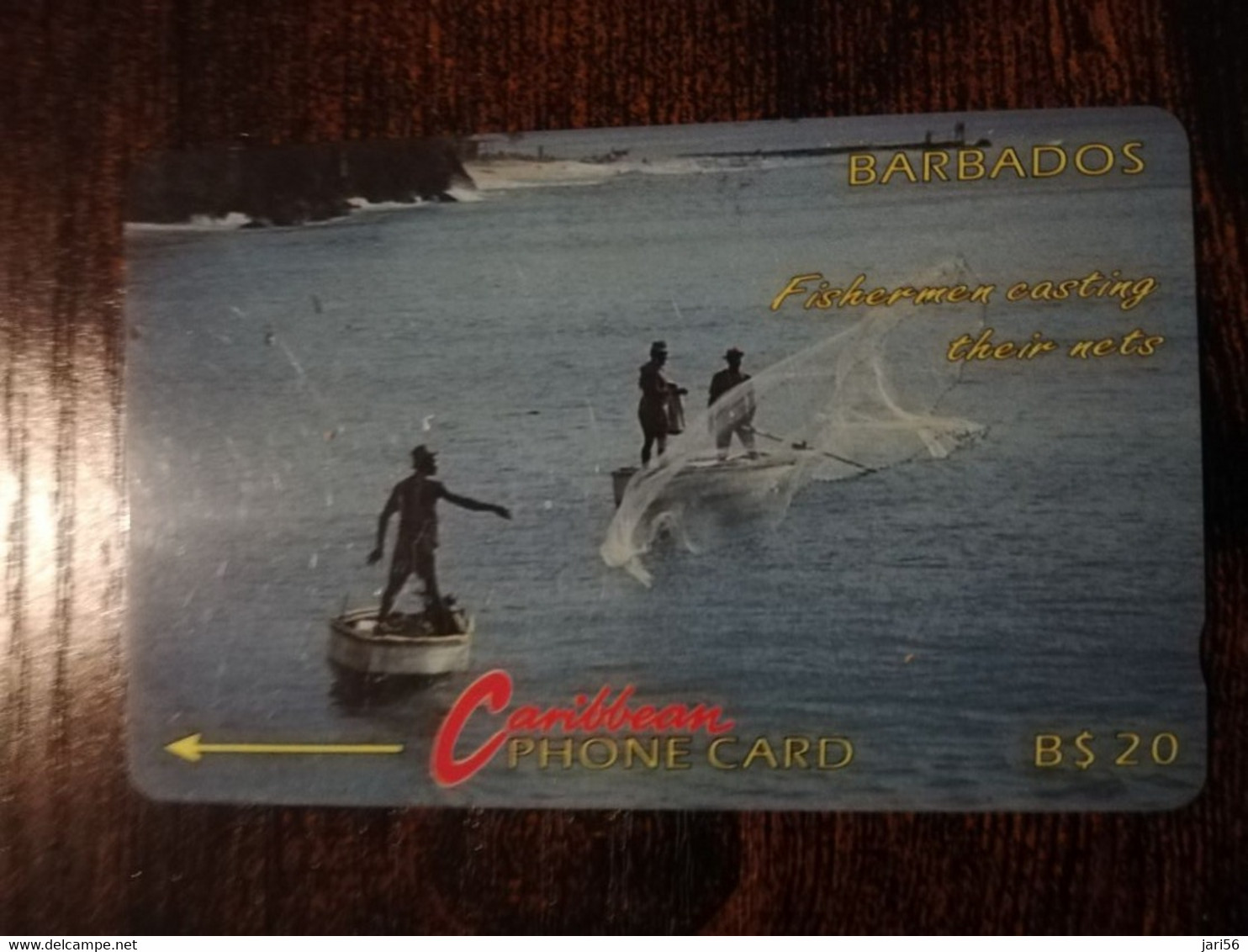 BARBADOS   $20-  Gpt Magnetic     BAR-9B  9CBDB    FISHERMAN  NO LOGO         Very Fine Used  Card  ** 6855** - Barbades