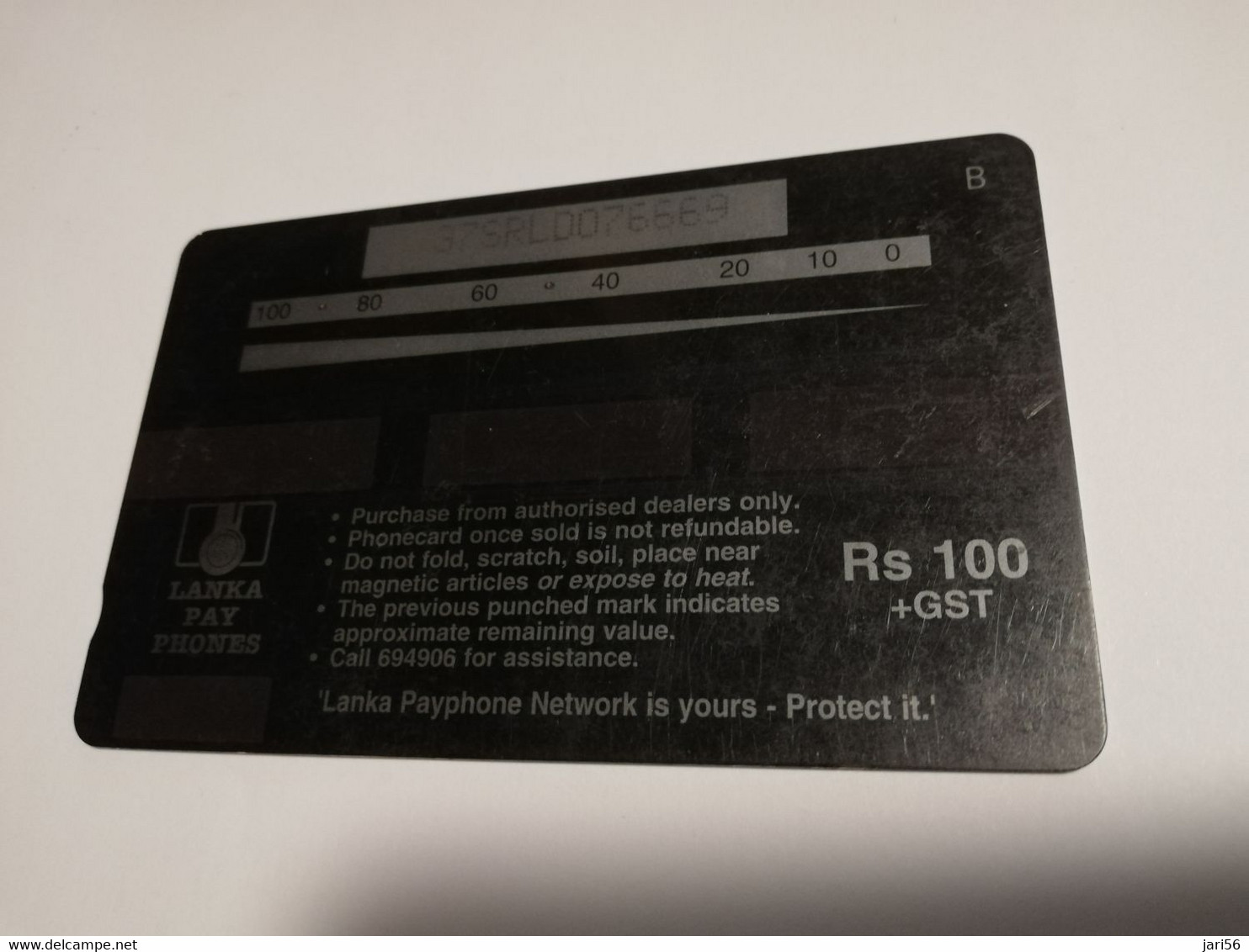 SRI LANKA RS 100 LANKA   BIRD   37SRLD   GPT  Magnetic CARD    **8678 ** - Sri Lanka (Ceilán)