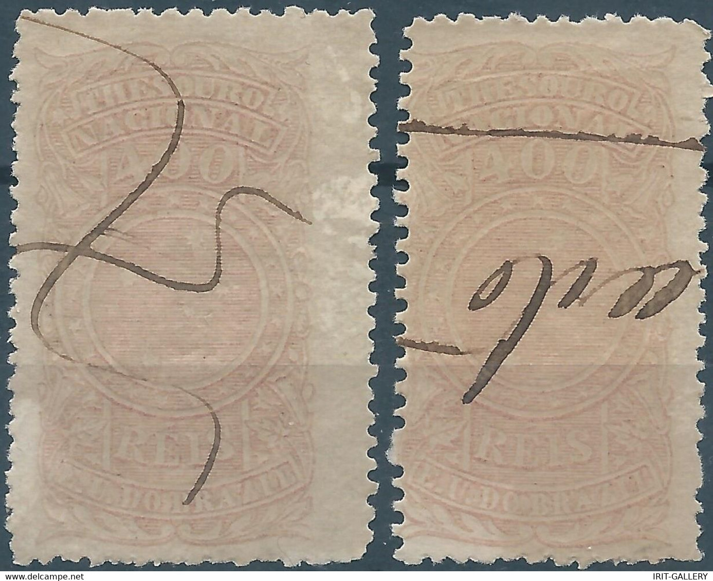 Brasil - Brasile - Brazil,Revenue Stamp Tax Fiscal,National Treasure,2x400R,different In The Margin , Used - Officials