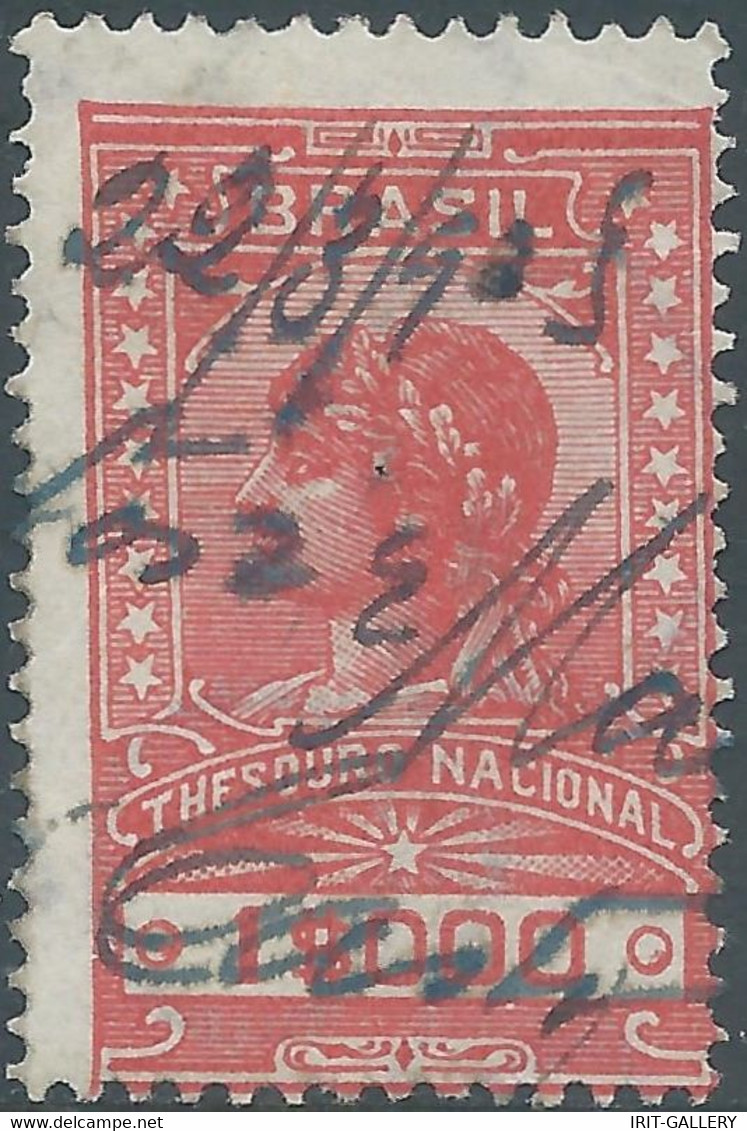 Brasil - Brasile - Brazil, Revenue Stamp Tax Fiscal,National Treasure,1$000 - Used - Service