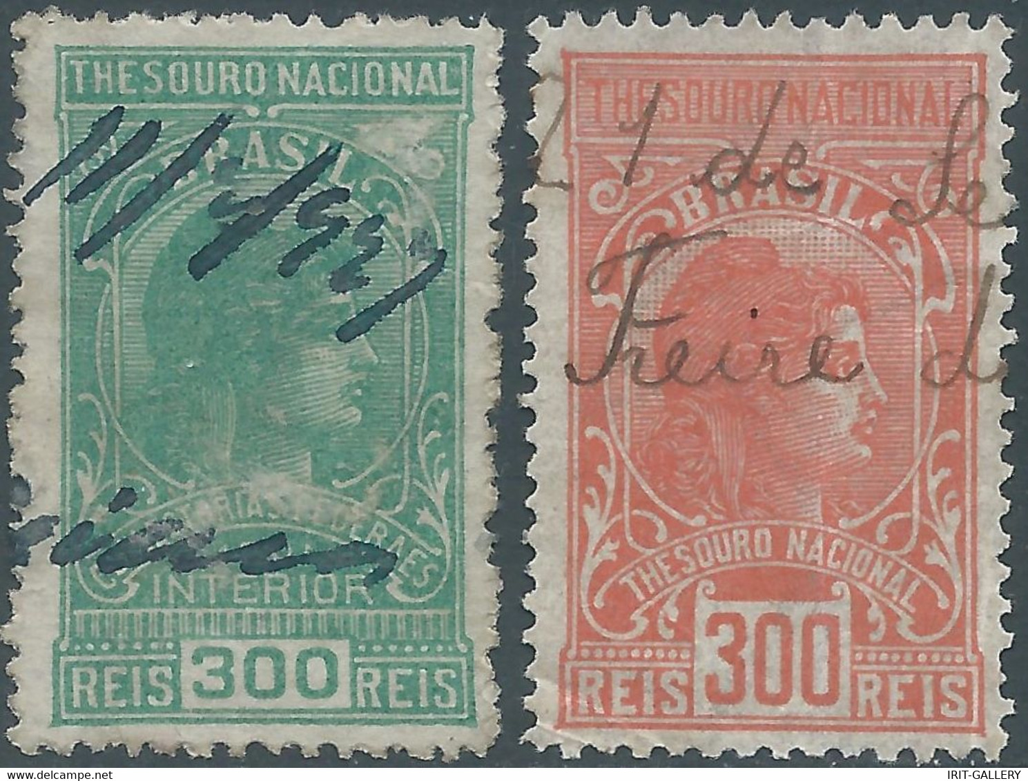 Brasil - Brasile - Brazil,Revenue Stamp Tax Fiscal,2x 300R,Used - Service