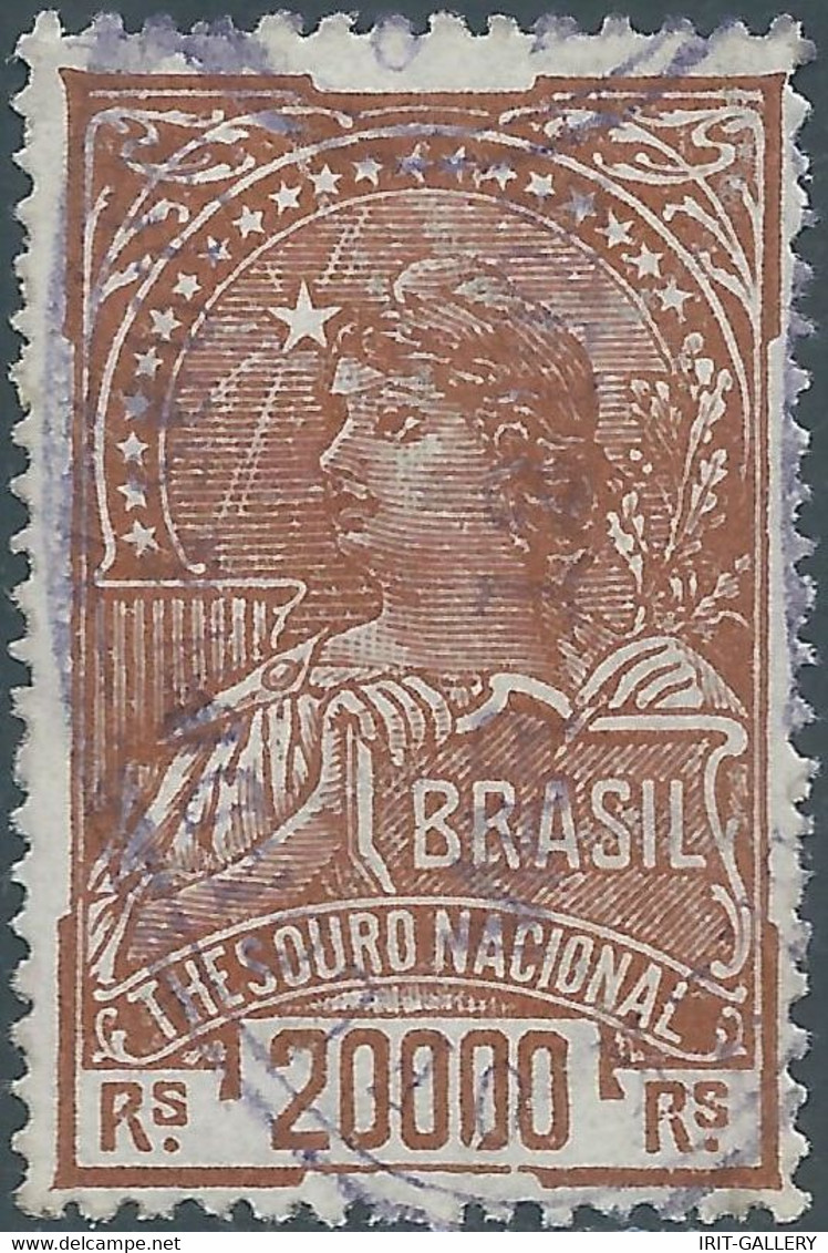 Brasil - Brasile - Brazil,1924 Revenue Stamp Tax Fiscal,National Treasure, 20000R,Obliterated - Service