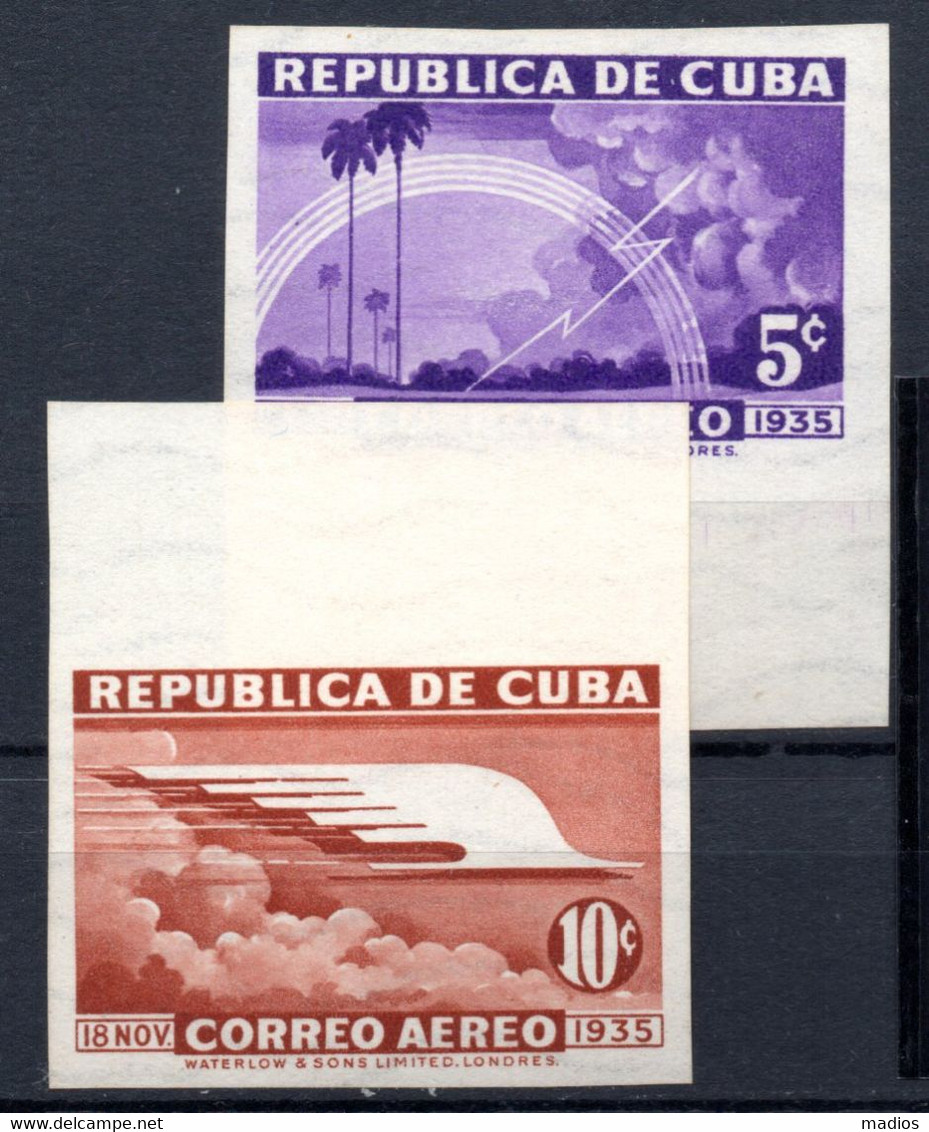 39577 CUBA 1936 5c & 10c Airmail Gral. Maximo Gomez Issue, Imperf. - Sin Dentar, Pruebas De Impresión Y Variedades