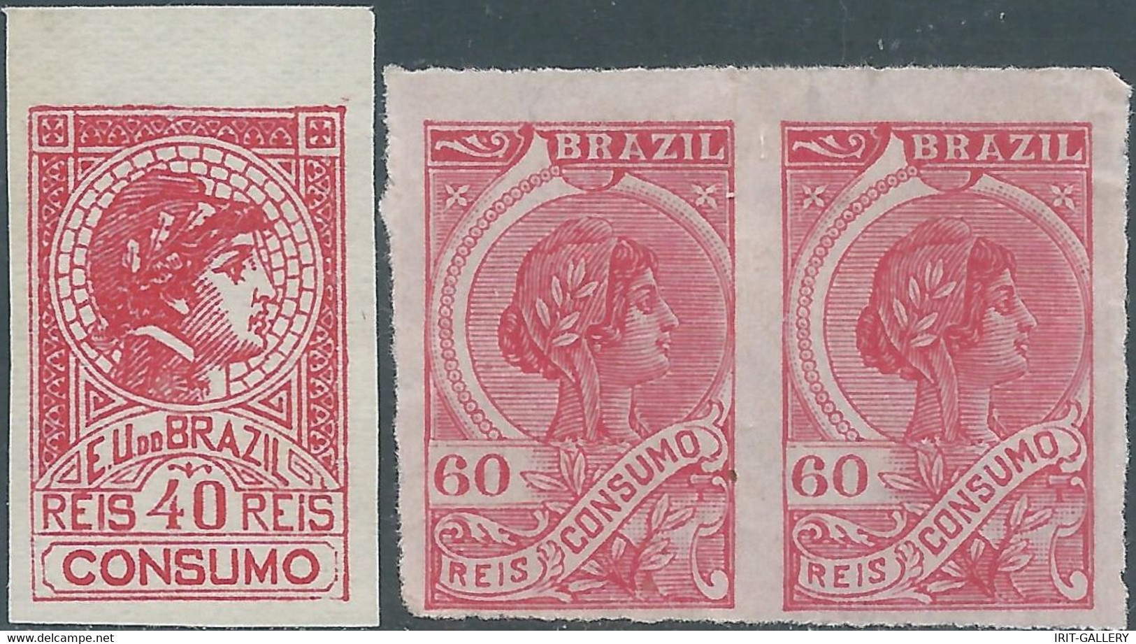 Brasil - Brasile - Brazil,Revenue Stamp Tax Fiscal,Consumption 40R & 60R Imperf,Mint - Service