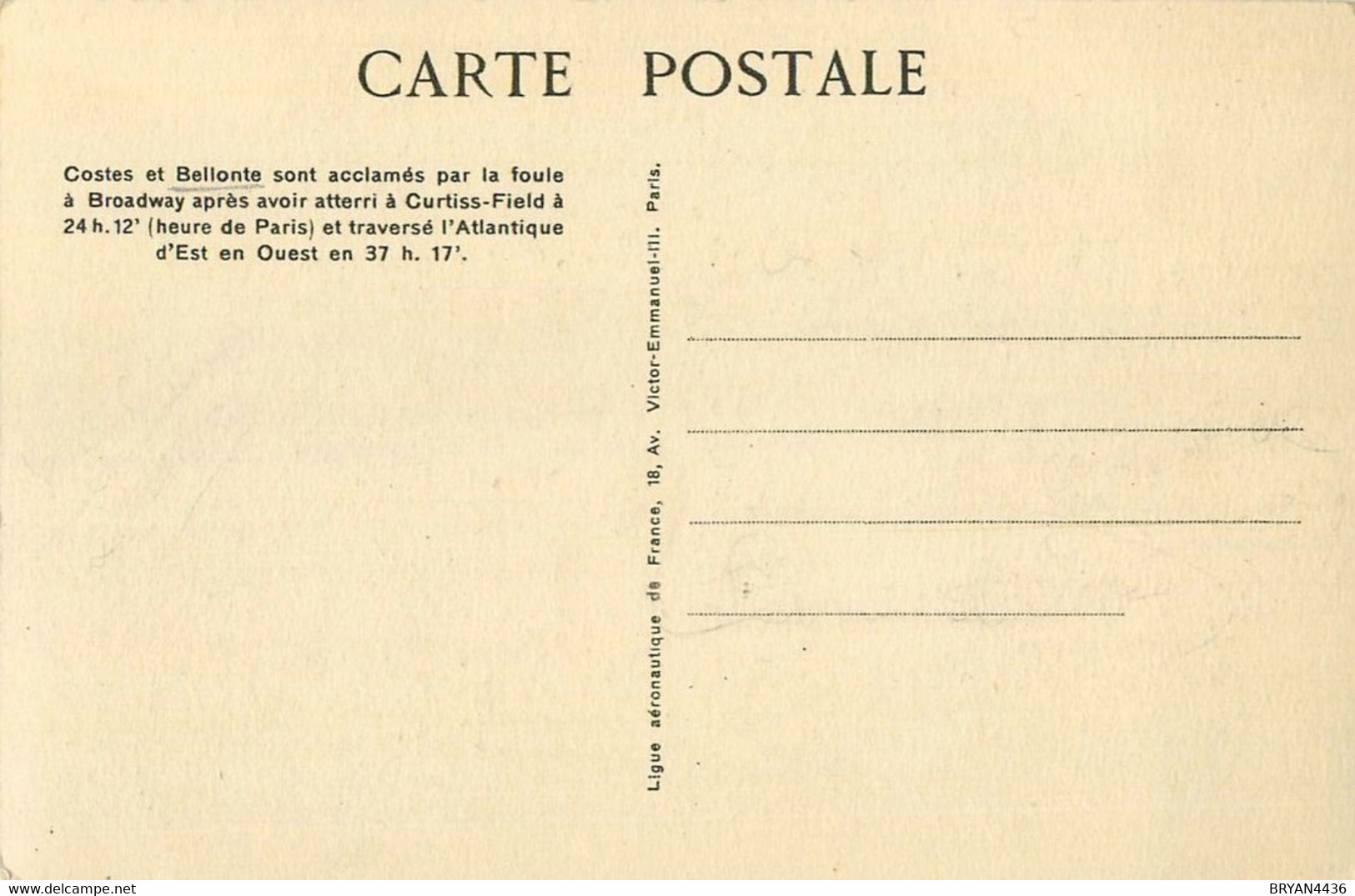 NEW YORK - BRODWAY - AVIATION - PILOTES CSTE & BELONTE Acclamés Après ATTERISSAGE à CURTIS FIELD - CPA  - TRES BON ETAT - Broadway