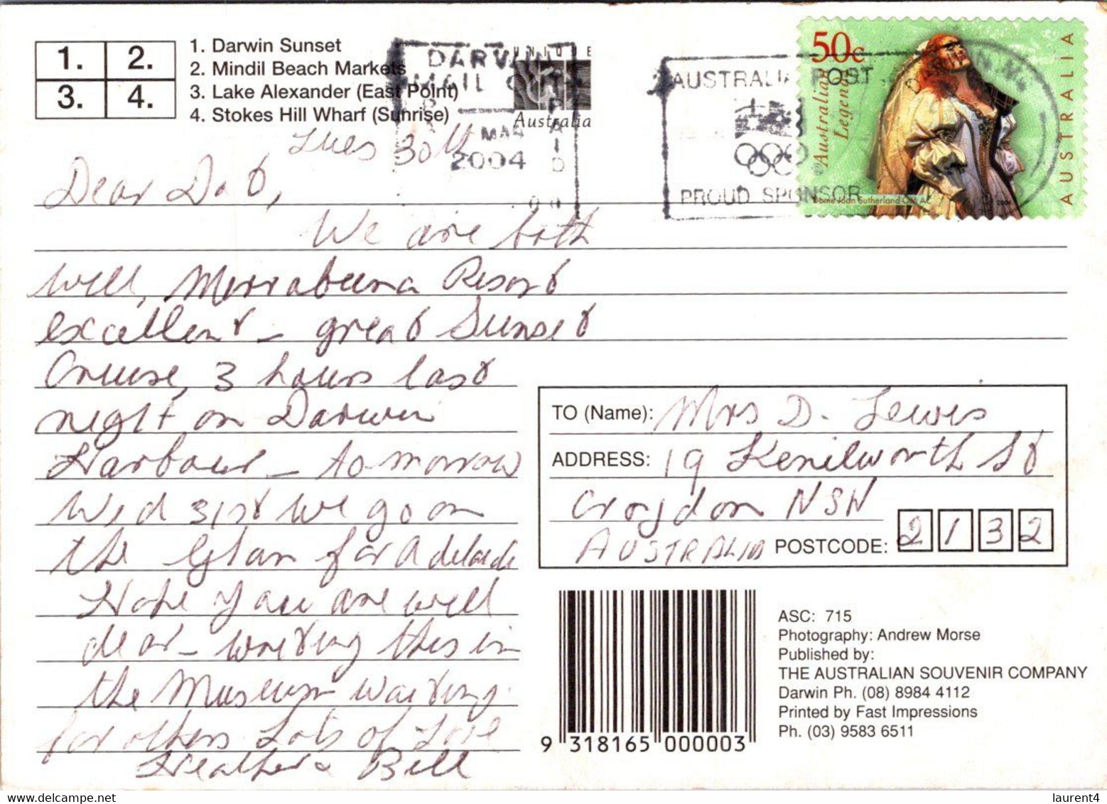 (2 F 1) Australia - NT - Darwin (posted With Legend Stamp) - Darwin