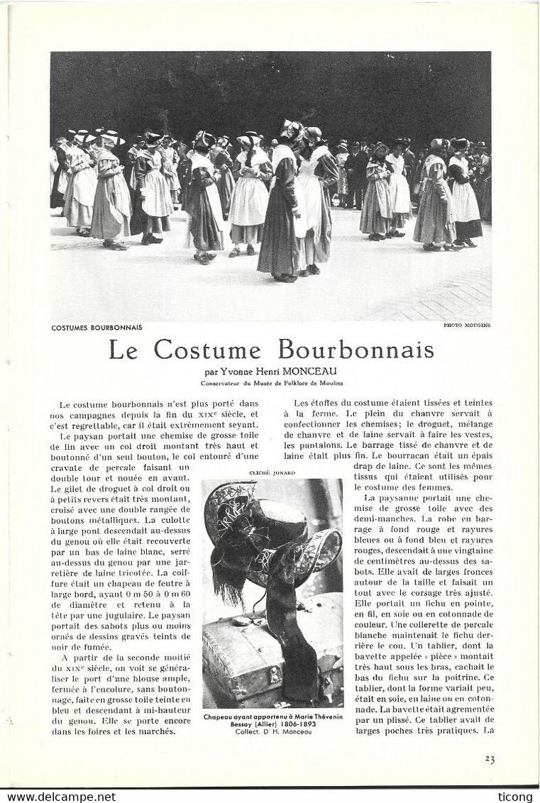 BOURBONNAIS - LA FRANCE A TABLE 1952 - LEGENDE NERIS LES BAINS, VICHY, VOLAILLES, TRONCAIS, VIGNOBLES, MME DE GRIGNAN, - Bourbonnais