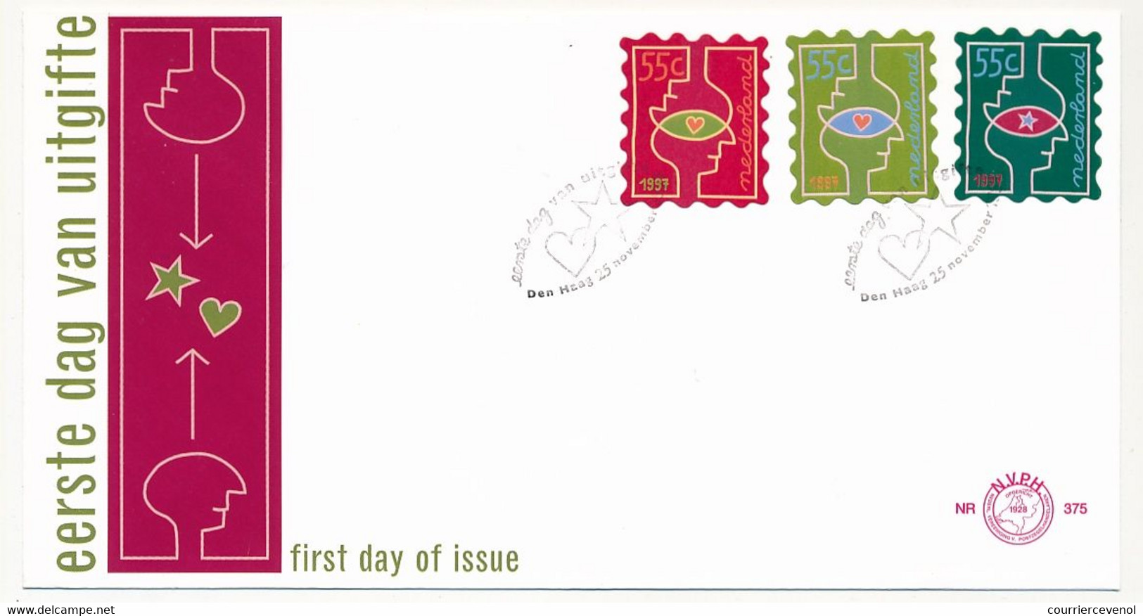 PAYS BAS - 2 Env. FDC - "Christmas" - Timbres De Noël - 23 Novembre 1997 - FDC