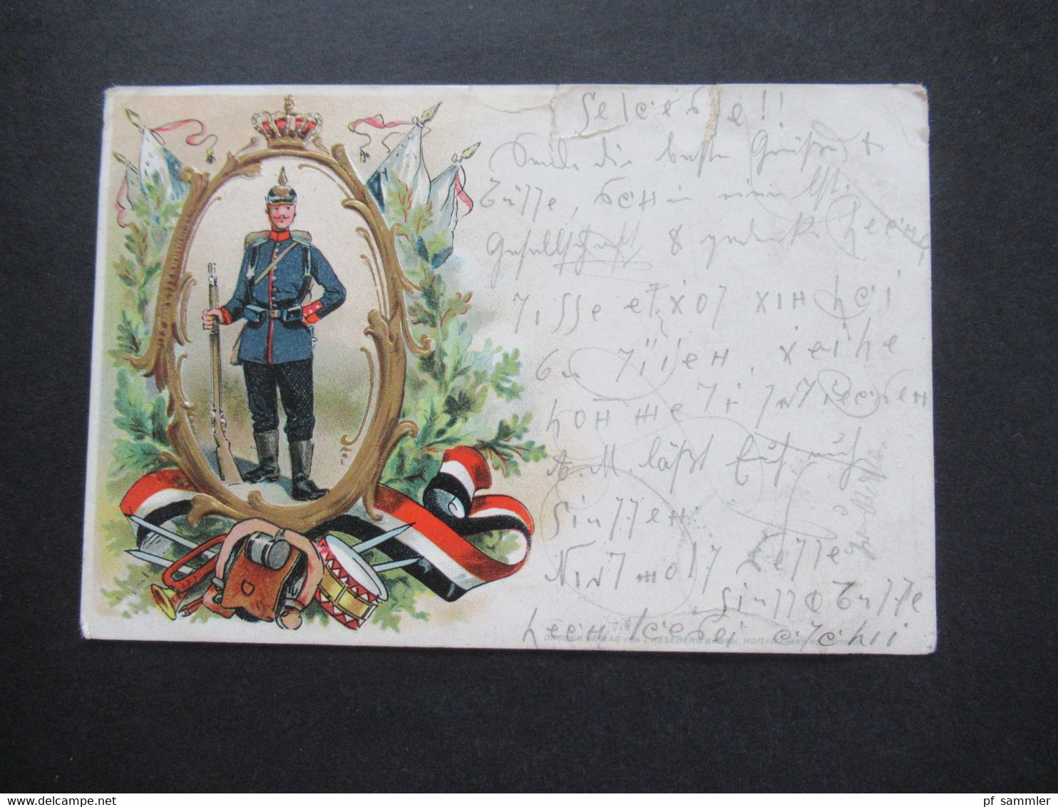 Künstler Relief AK Lithographie 1903 Soldat In Uniform Mit Gewehr Stempel Mülhausen (Els) Nach Todtnau Mit Ank. Stempel - Andere Oorlogen