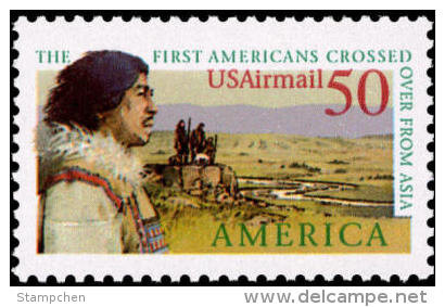 1991 USA Air Mail Stamp Pre-Columbian America Bering Land Bridge Sc#c131 Post History - 3b. 1961-... Ongebruikt