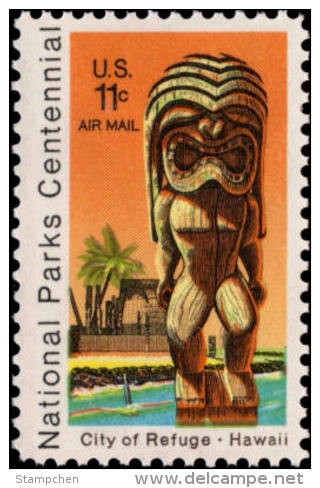 1972 USA Air Mail Stamp City Of Refuge Hawaii Sc#c84 Post Sculpture National Park - 3b. 1961-... Unused