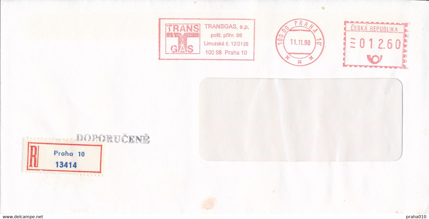 F0501 - Czech Rep. (1998) 100 00 Praha 10: TRANSGAS, State Enterprise (transit Pipeline - Gas). - Gaz