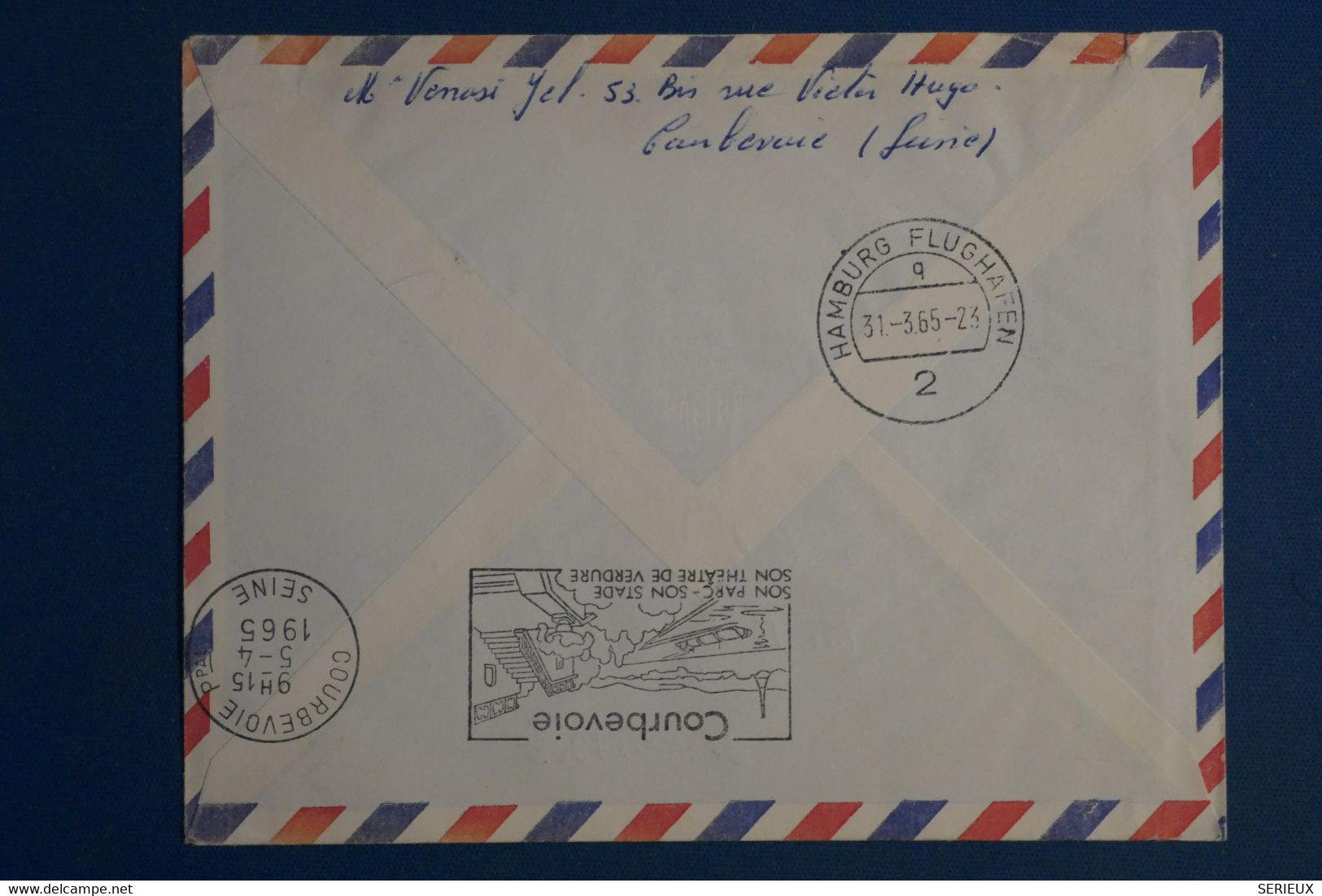 A0 8 FRANCE  BELLE LETTRE   1965  +++PREMIER VOL BOEING  LUFTHANSA PARIS HAMBOURG  +AFFRANCH.  PLAISANT   + - Briefe U. Dokumente