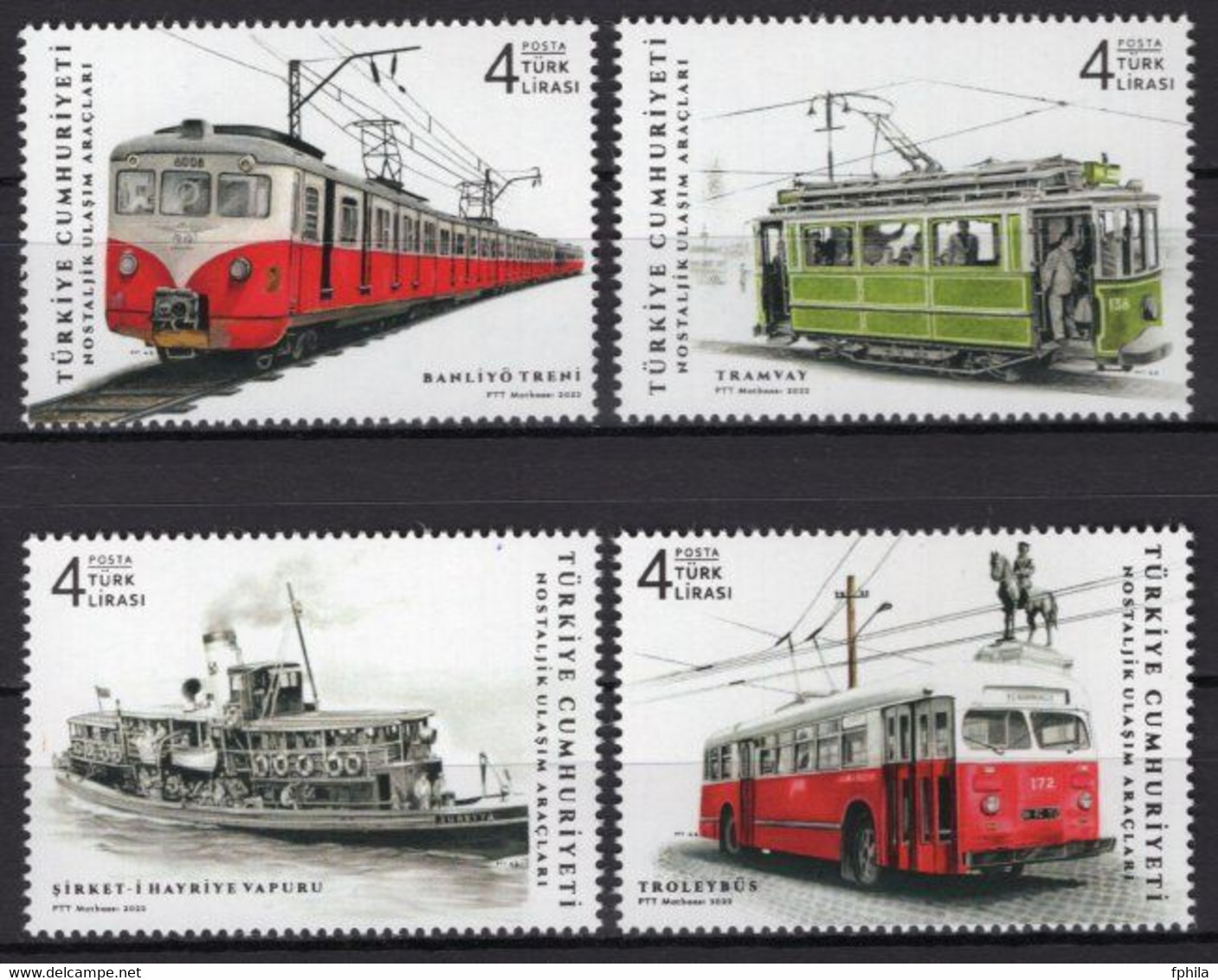 2022 TURKEY NOSTALGIC MEANS OF TRANSPORTATION MNH ** - Unused Stamps
