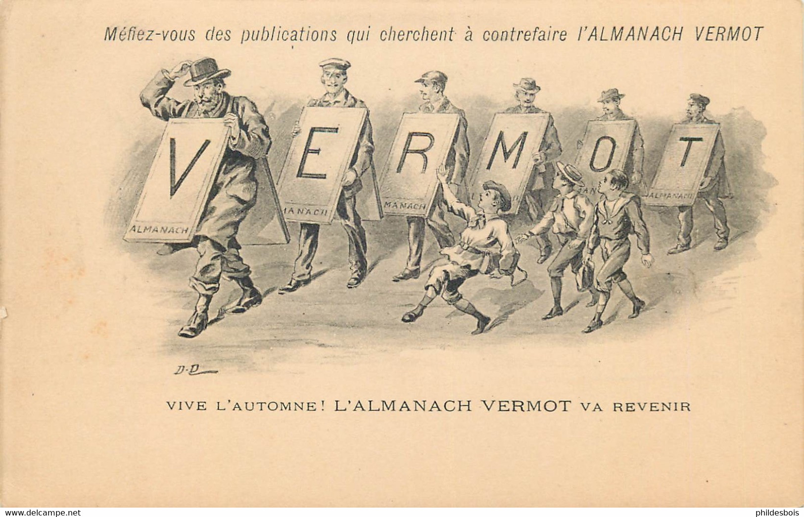ALMANACH VERMOT Mefiez Vous Des .... (carte Publicitaire Début Siecle 1900) - Publicité