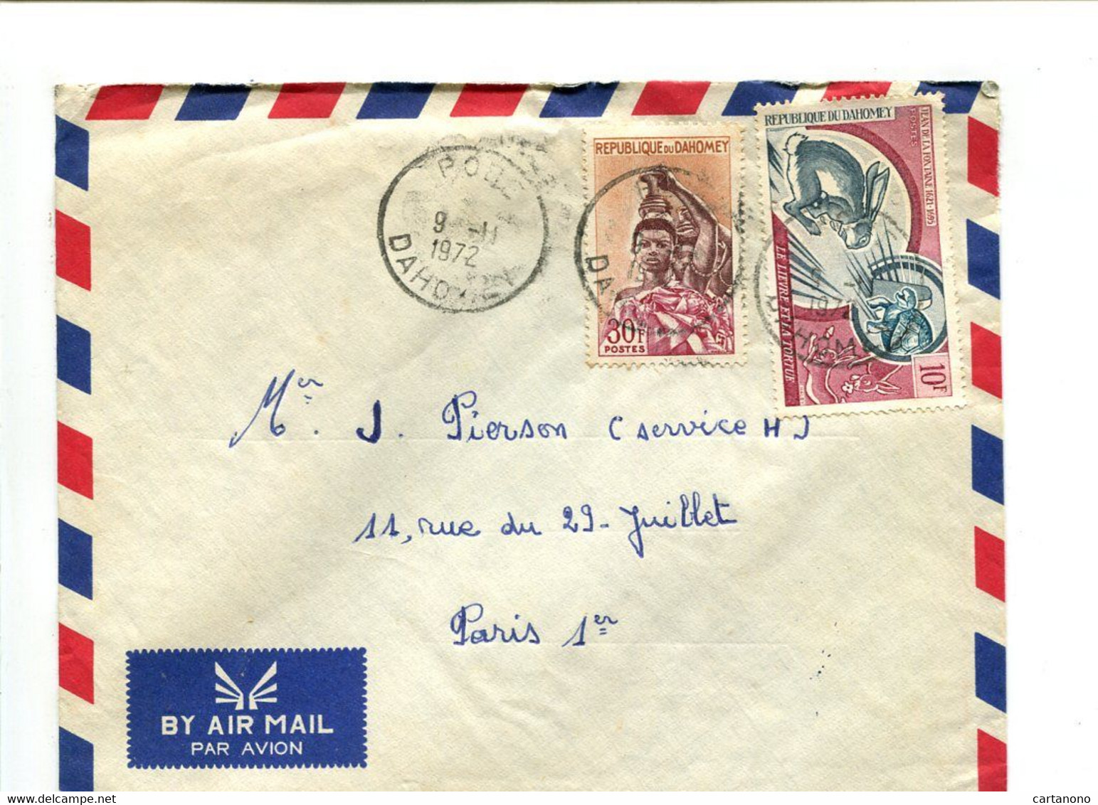 DAHOMEY Pobe 1972 - Affranchissement Sur Lettre Par Avion - - Benin - Dahomey (1960-...)