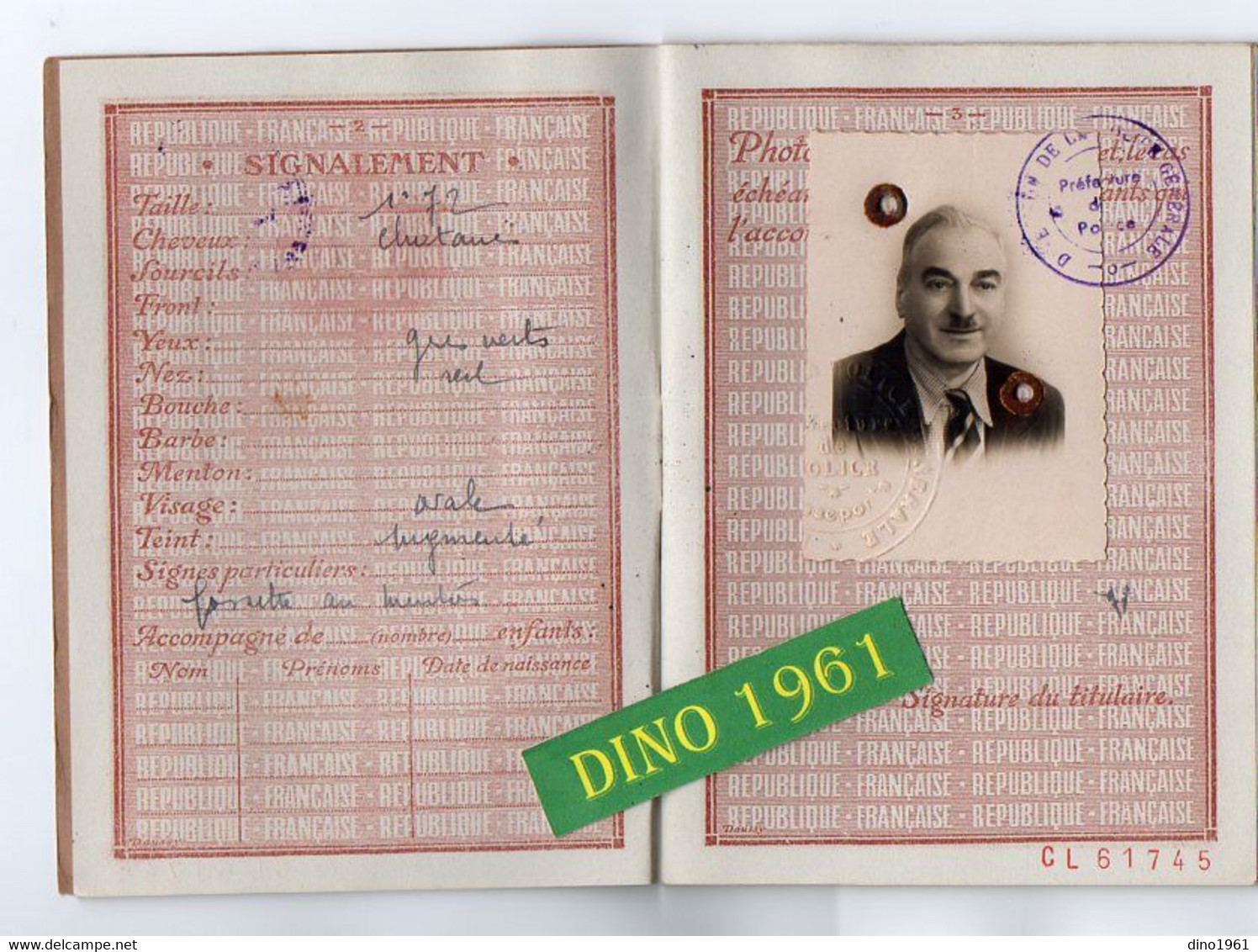 VP19.102 - PARIS 1948 - Préfecture De Police - Passeport - Mr ROUGE - PULLON Né à MANIGOD Doreur Sur Métaux - Politie & Rijkswacht