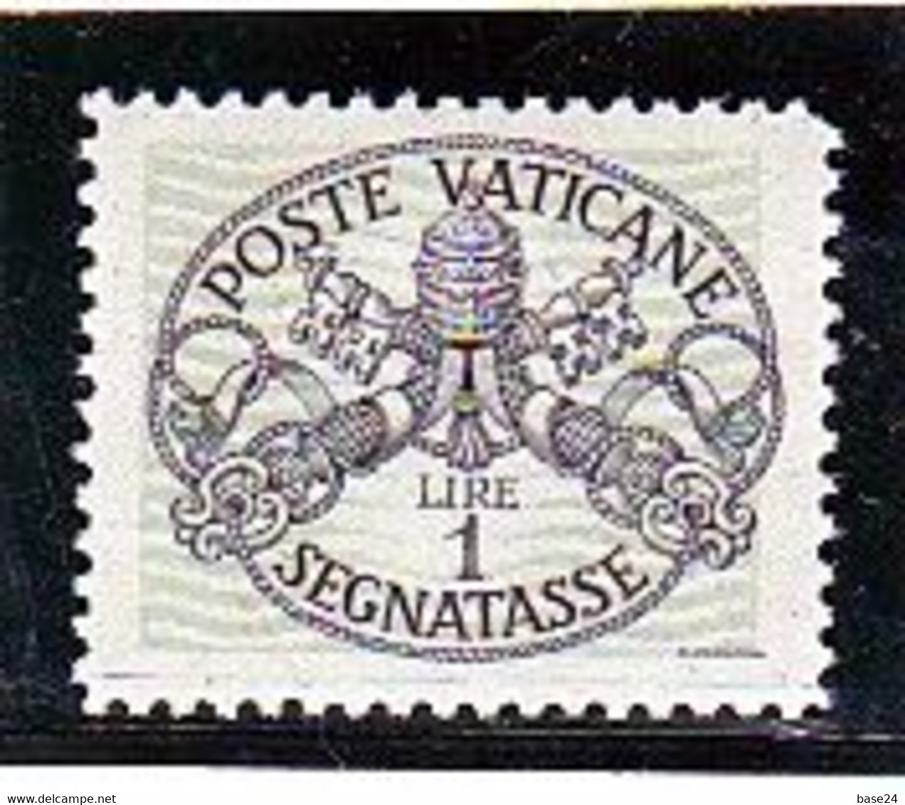 1946 Vaticano Vatican SEGNATASSE RIGHE LARGHE CARTA GRIGIA 1 Lira (16/I) MNH** Firm.Biondi - Strafport