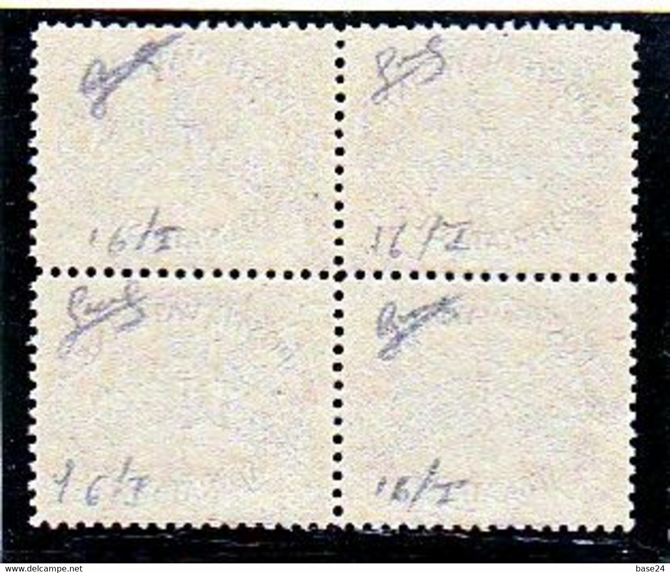 1946 Vaticano Vatican SEGNATASSE RIGHE LARGHE CARTA GRIGIA Quartina 1 Lira (16/I) MNH** Firma Biondi Bl.4 - Impuestos