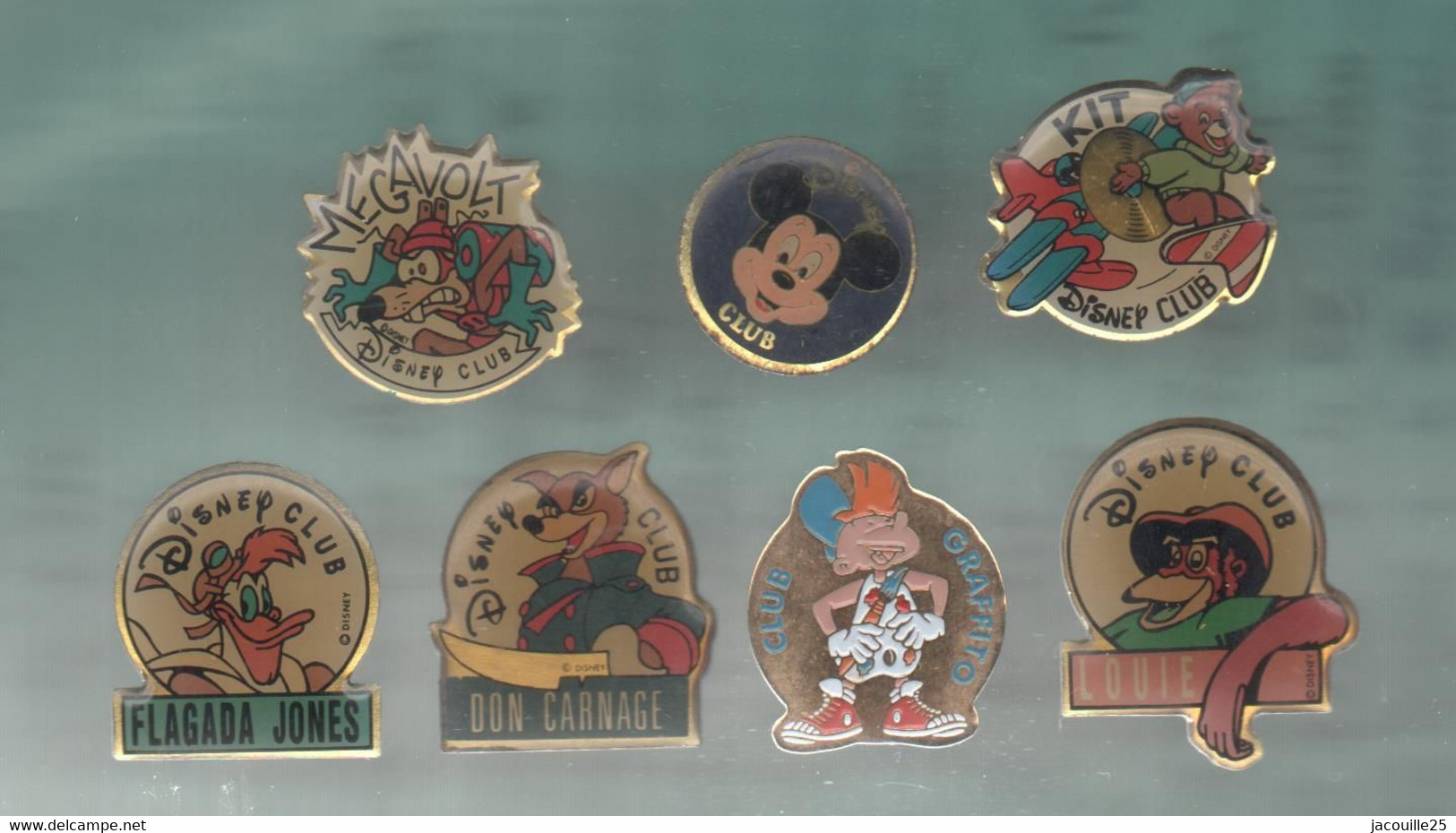 PINS PIN'S DISNEY 1131 DISNEY CLUB MEGAVOLT KIT FLAGADA DON CARNAGE LOUIE DONALD GRAFFITO LOT 7 PINS - Disney