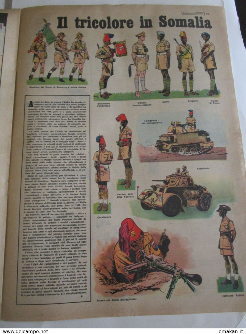 # CORRIERE DEI PICCOLI N 7 - 1953 - PUBBLICITA' INVERNIZZI / IL TRICOLORE IN SOMALIA - BUONO - Corriere Dei Piccoli