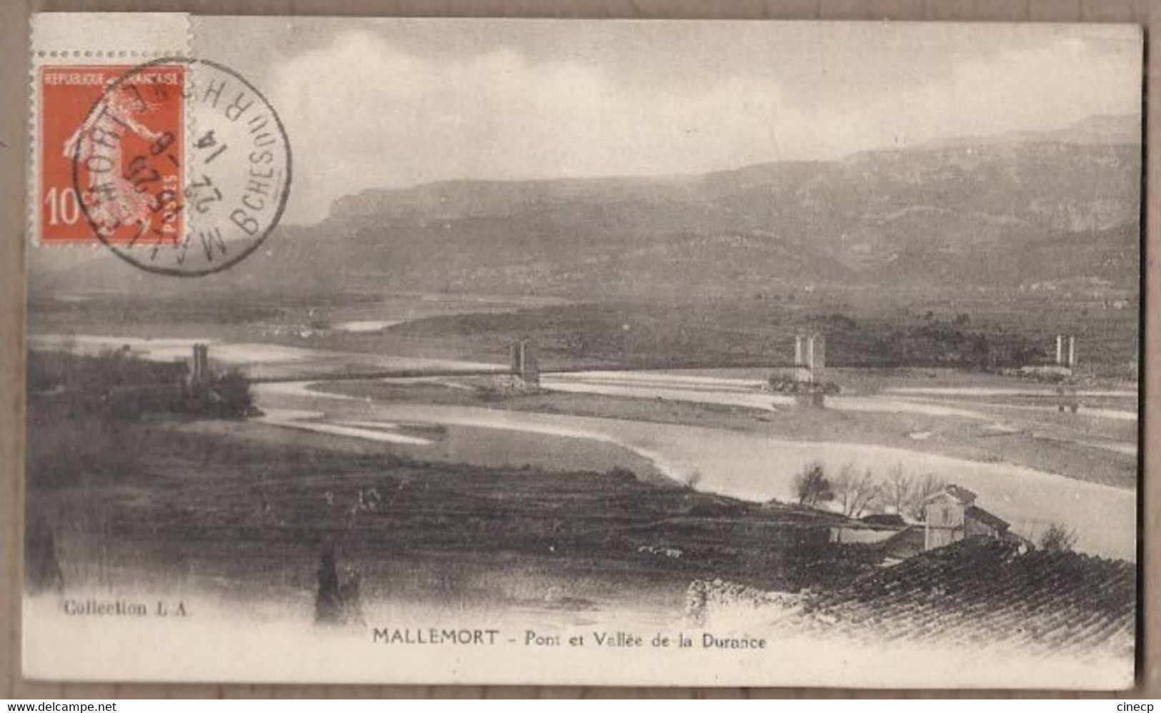 CPA 13 - MALLEMORT - Pont Et Vallée De La Durance - TB PLAN Fleuve Et Pont Suspendu - Mallemort