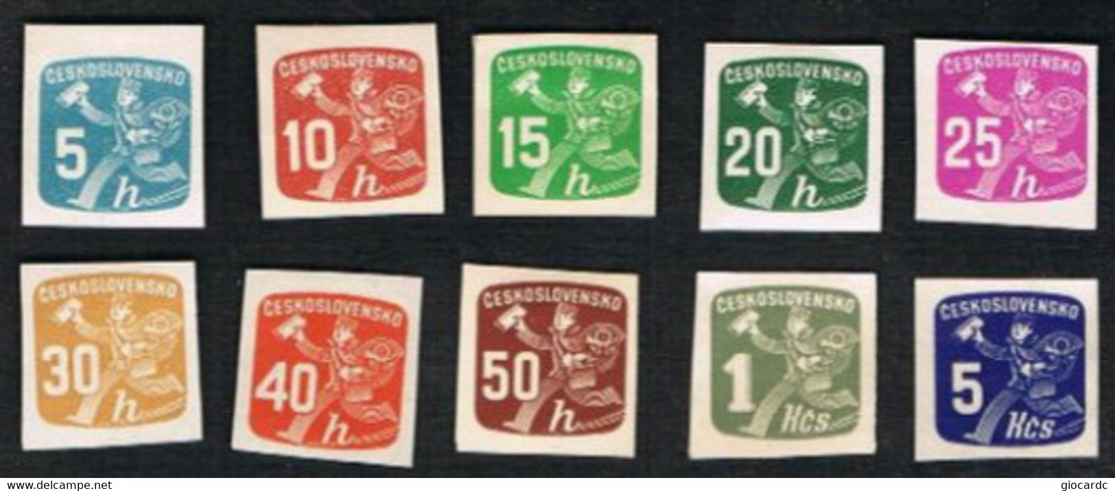 CECOSLOVACCHIA (CZECHOSLOVAKIA) - SG N467.476- 1946 NEWSPAPER STAMPS: MESSENGER (COMPLET SET OF 10) - UNUSED WITHOUT GUM - Zeitungsmarken