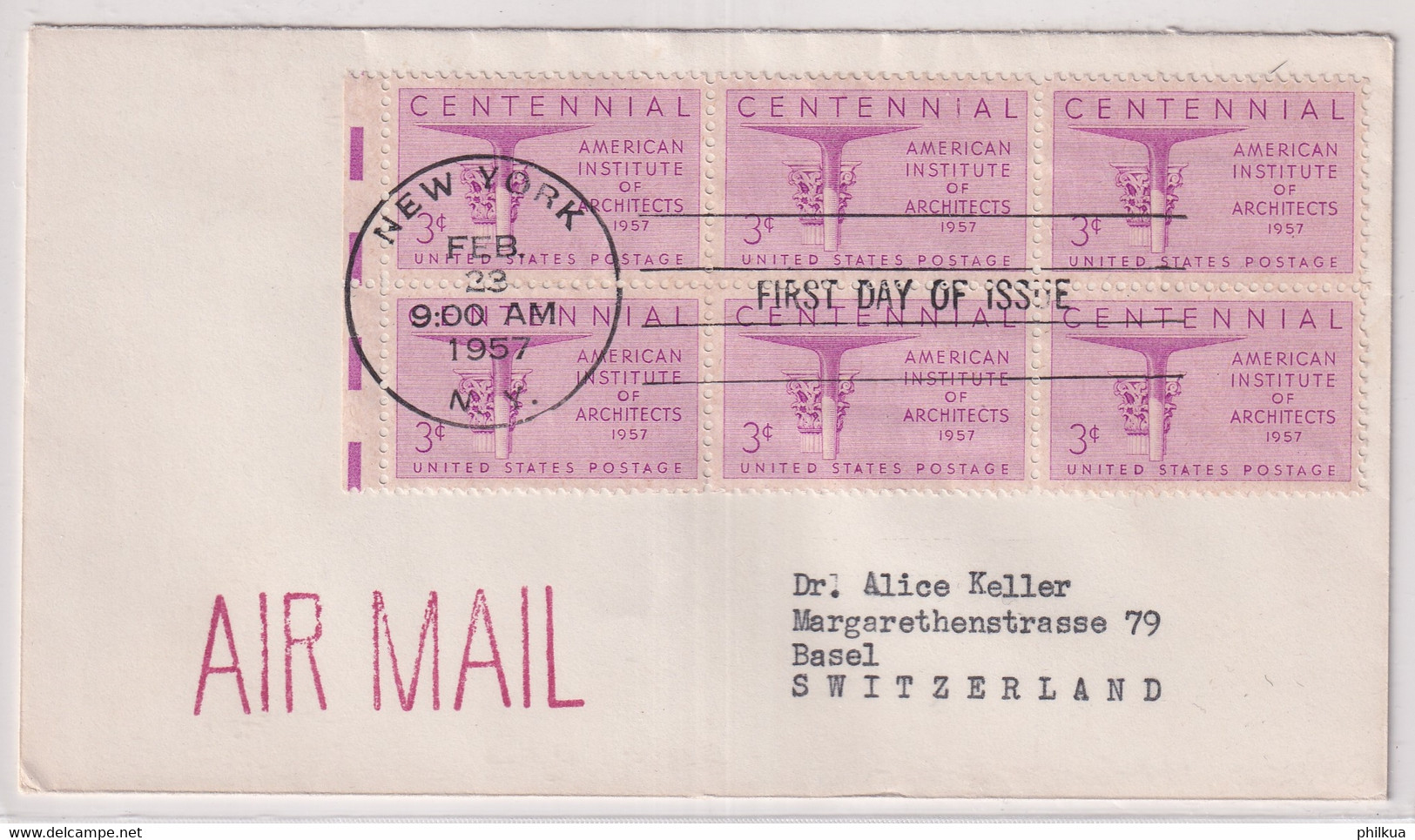 MiNr. 711 USA1957, 23. Febr. 100 Jahre Amerikanisches Institut Der Architekten FDC - 1951-1960