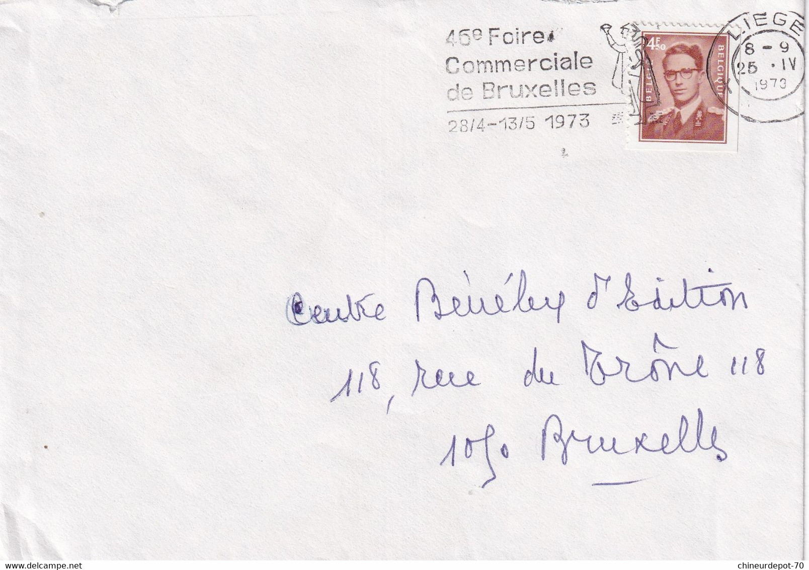 Foire Commerciale De Bruxelles 1973 Timbres Roi Baudouin De Carnet Liège - Covers