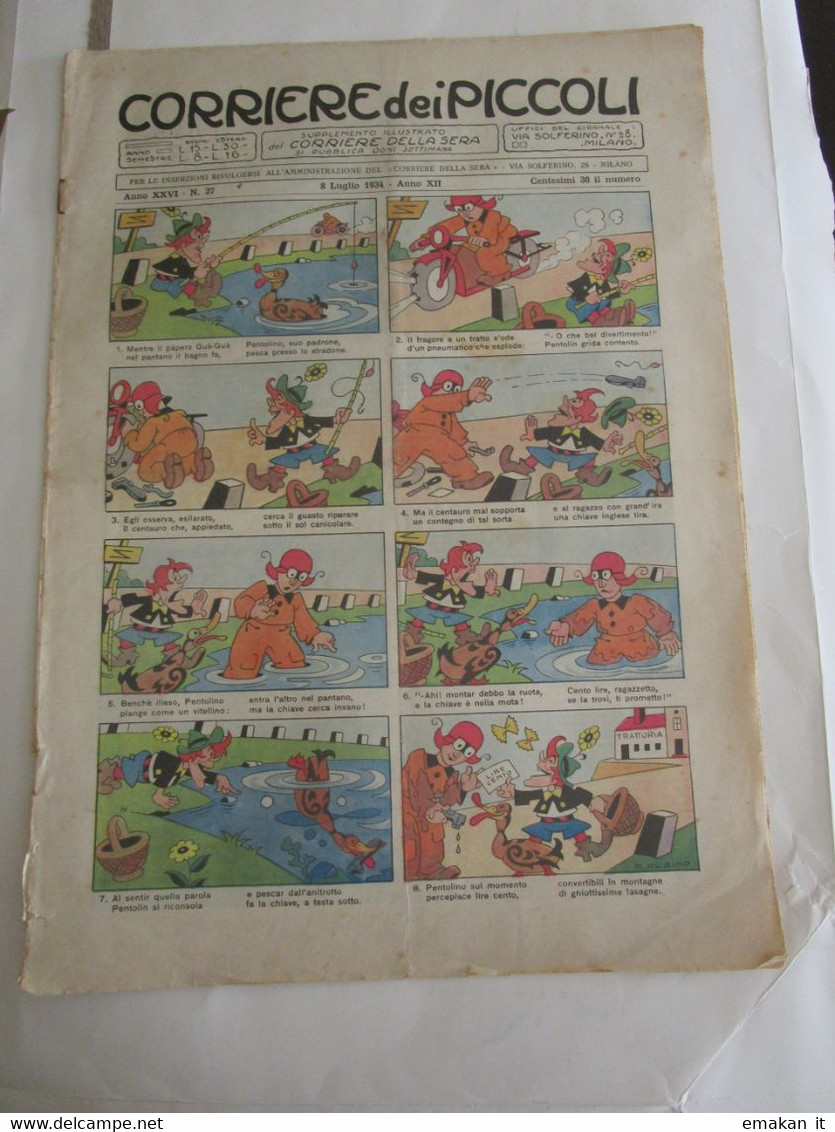 # CORRIERE DEI PICCOLI N 27 / 1934  - FABIO FILZI - Corriere Dei Piccoli