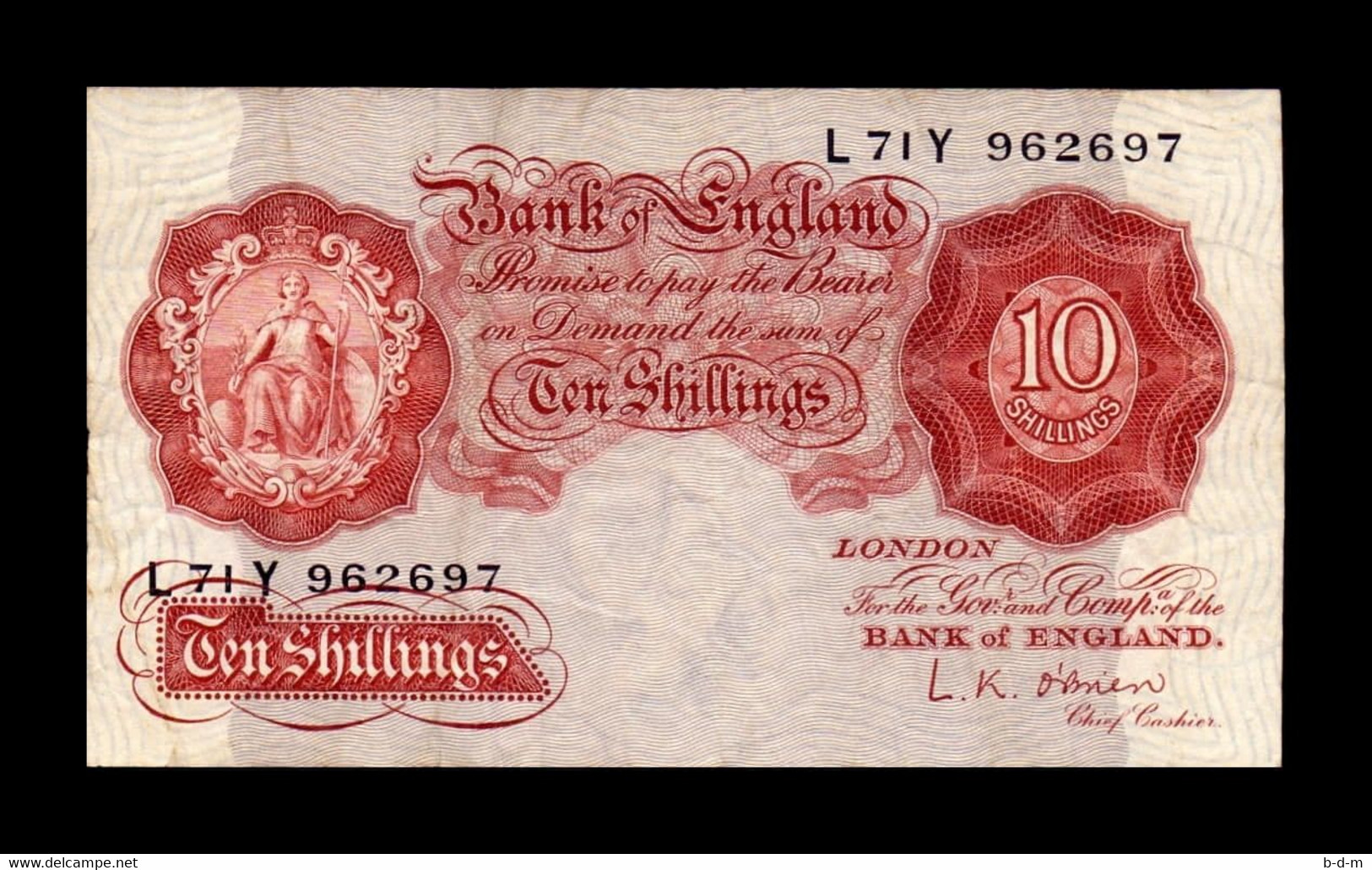 Gran Bretaña Great Britain 10 Schillings 1948-1960 Pick 368c MBC VF - 10 Shillings