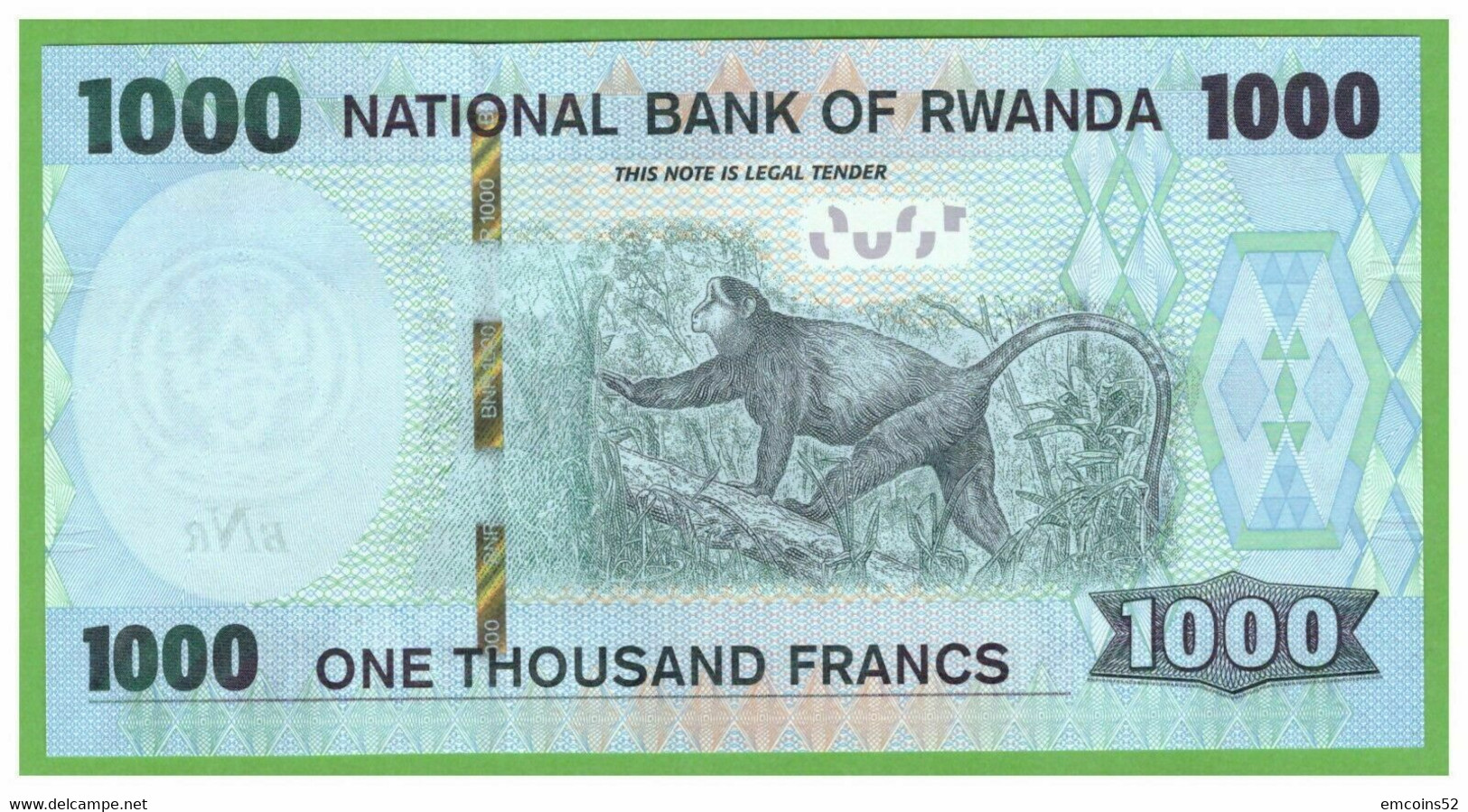 RWANDA 1000 FRANCS 2019  P-43 UNC - Rwanda