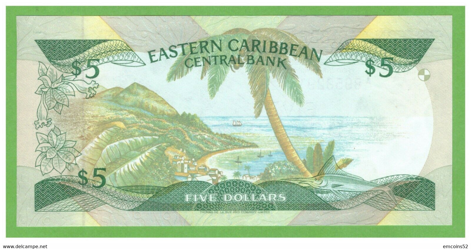 SAINT VINCENT EAST CARRIBEAN STATES 5 DOLLARS 1986/1988  P-18v UNC - Caraïbes Orientales