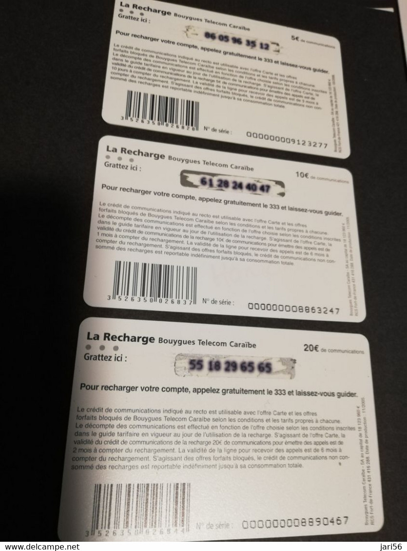 Caribbean Phonecard ST MARTIN FRENCH   BOUYGUES  SERIE €5,-.€10,-,€20,-    3x DIFFERENT CARDS  FINE USED  **6899** - Antilles (Françaises)