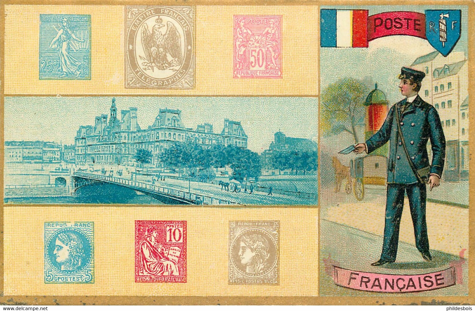 CARTE POSTALE  POSTE FRANCAISE (représentation De Timbres ) - Postal Services