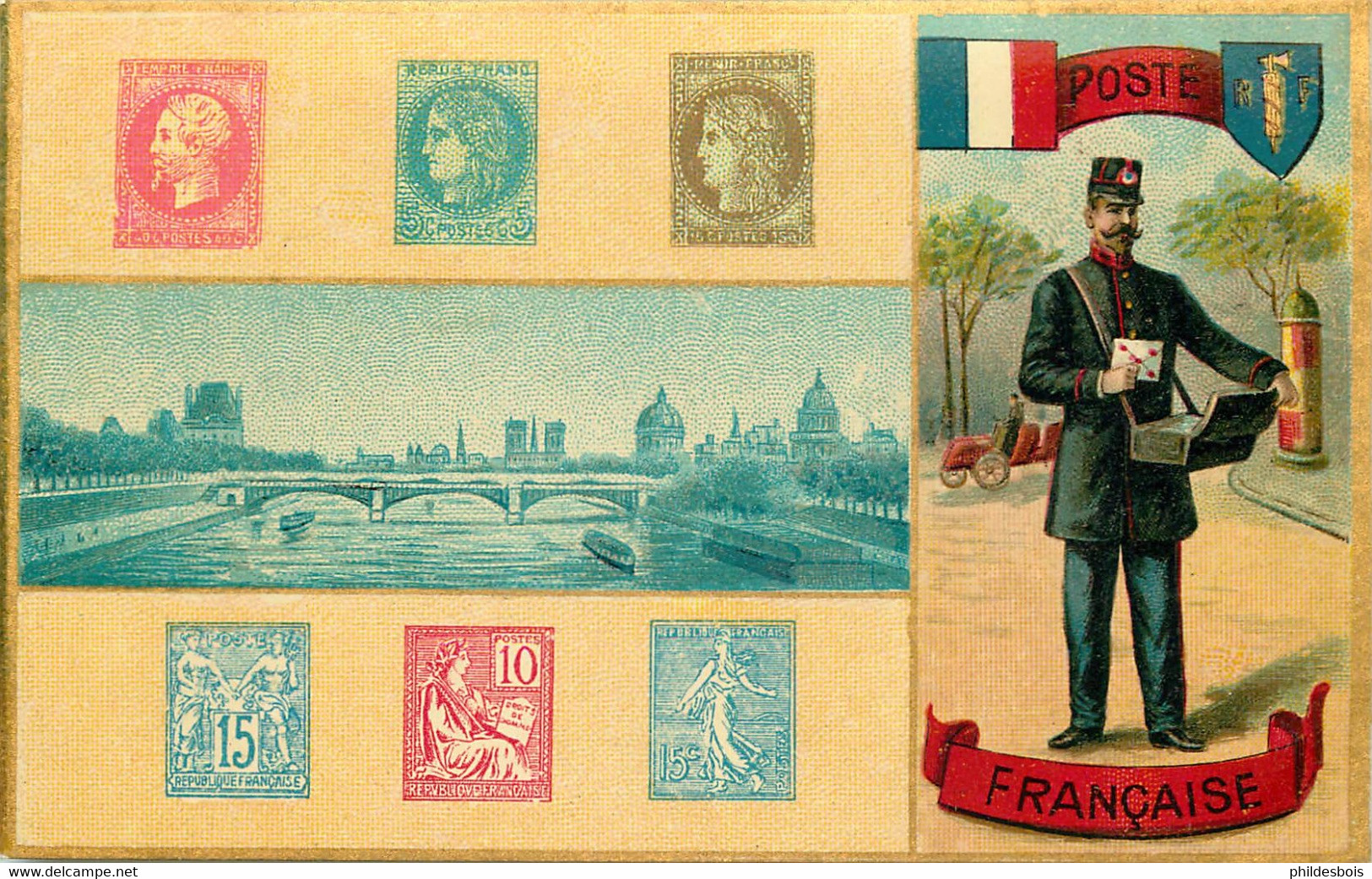 CARTE POSTALE  POSTE FRANCAISE (représentation De Timbres ) - Postal Services