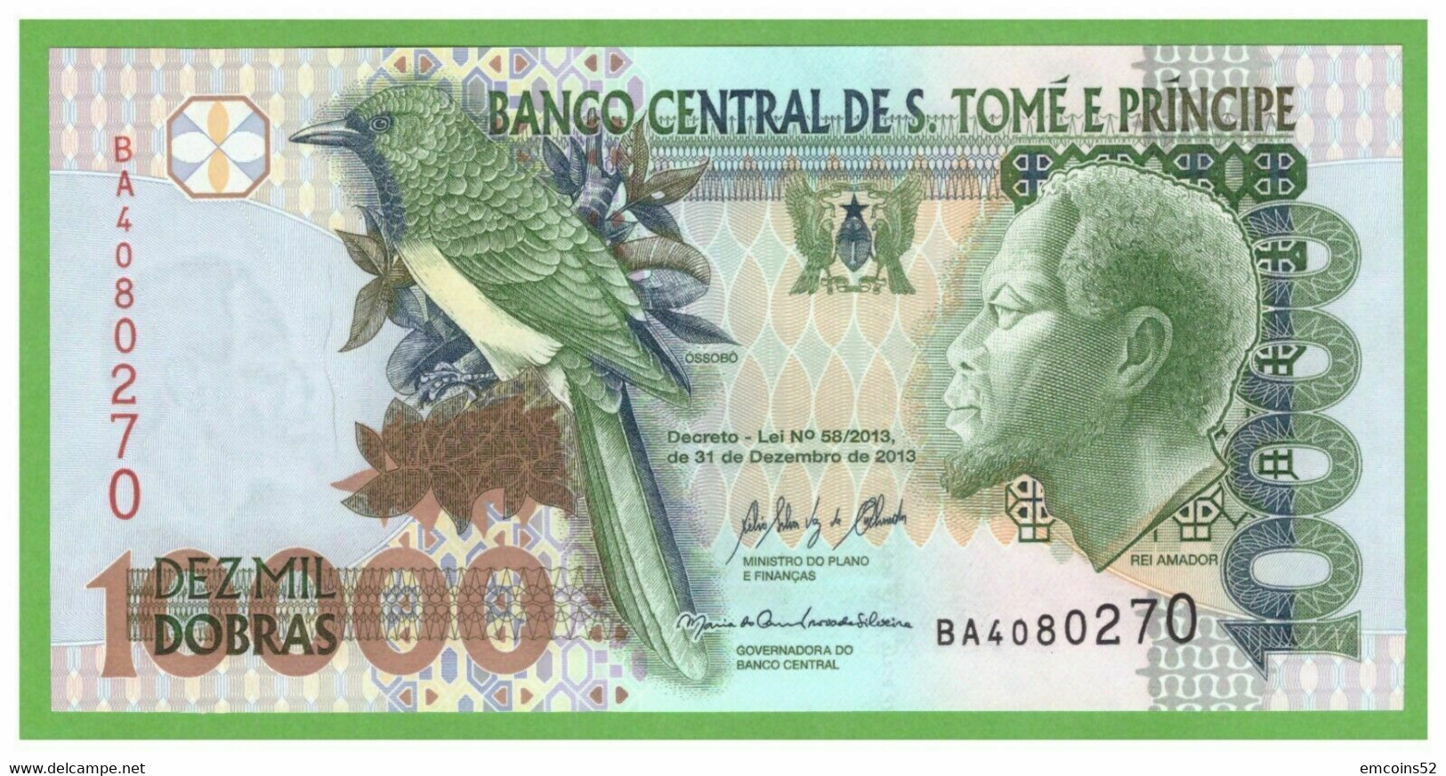 SAO TOME & PRINCIPE 10000 DOBRAS 2013  P-66d UNC - San Tomé Y Príncipe