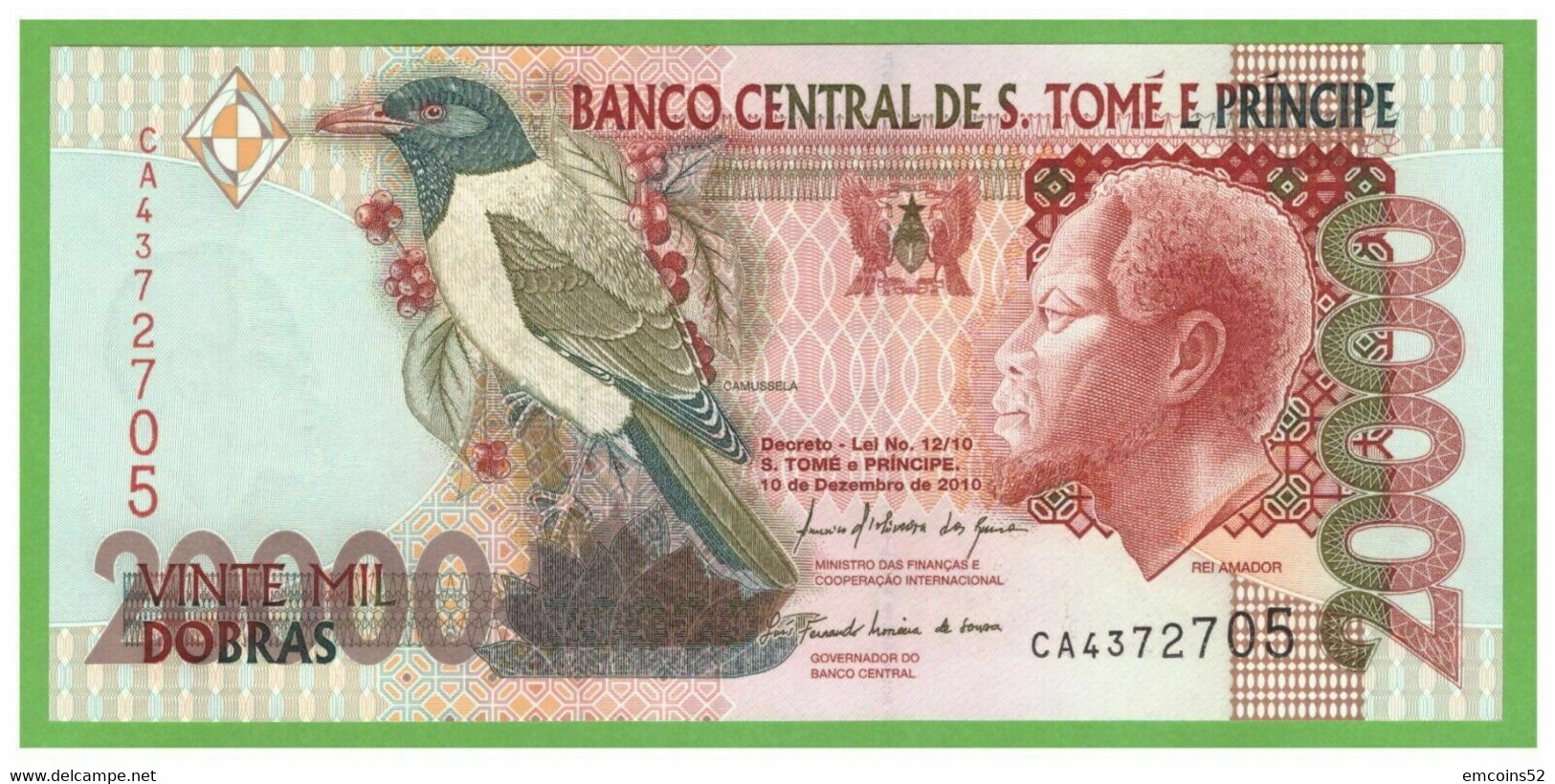 SAO TOME & PRINCIPE 20000 DOBRAS 2010  P-67d UNC - San Tomé Y Príncipe