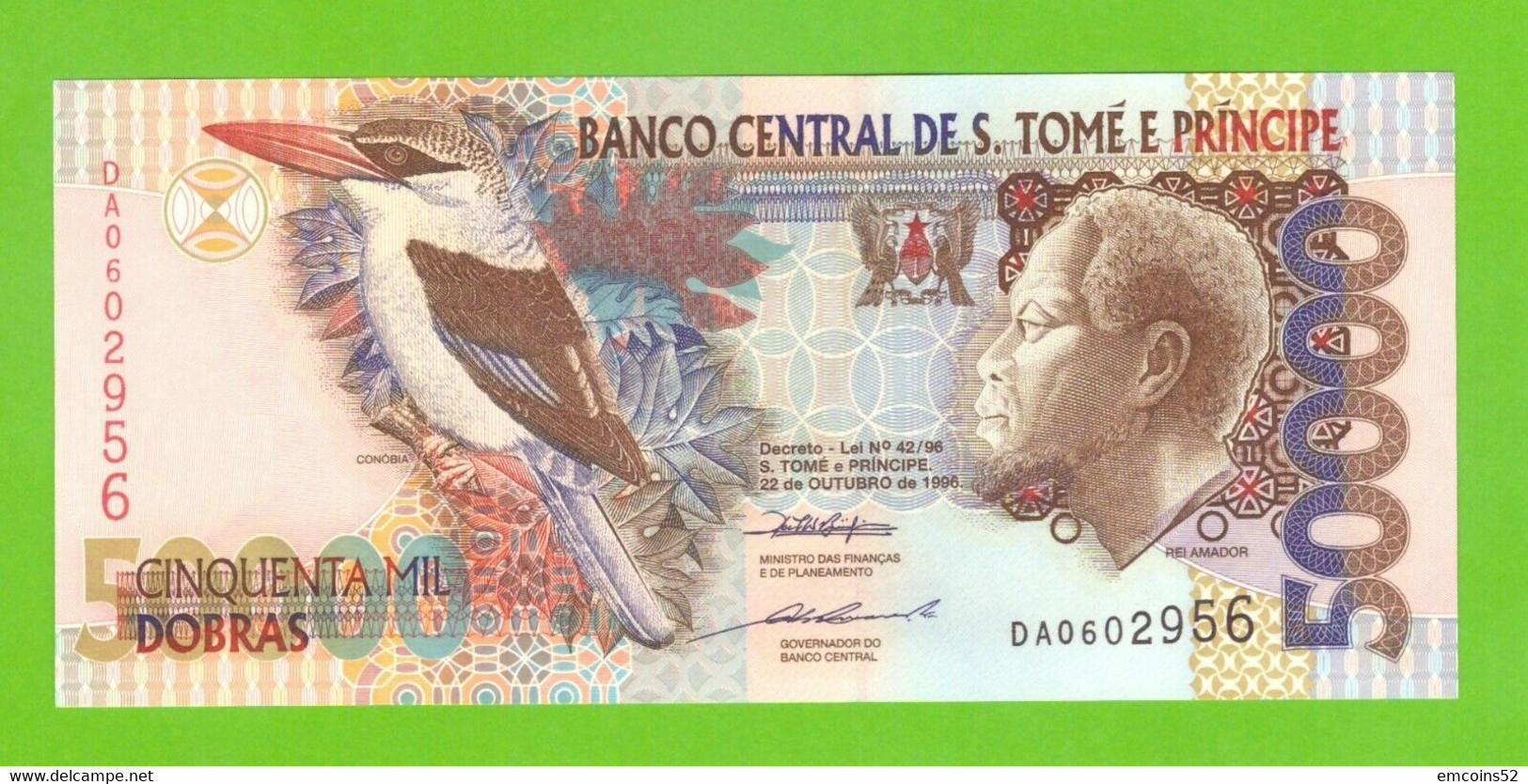 SAO TOME & PRINCIPE 50000 DOBRAS 1996  P-68a UNC - San Tomé Y Príncipe